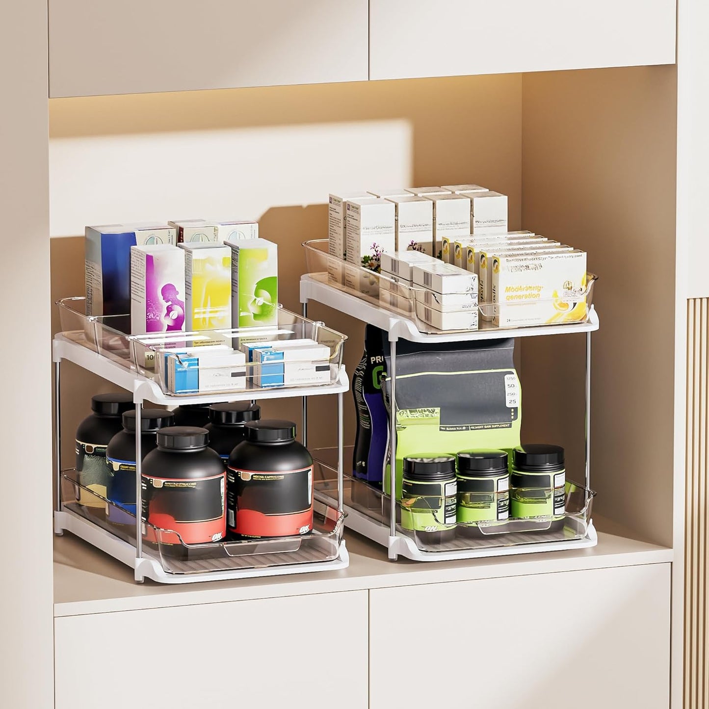 Delamu 2-Tier Multi-Purpose Bathroom Under Sink Organizers and Storage
