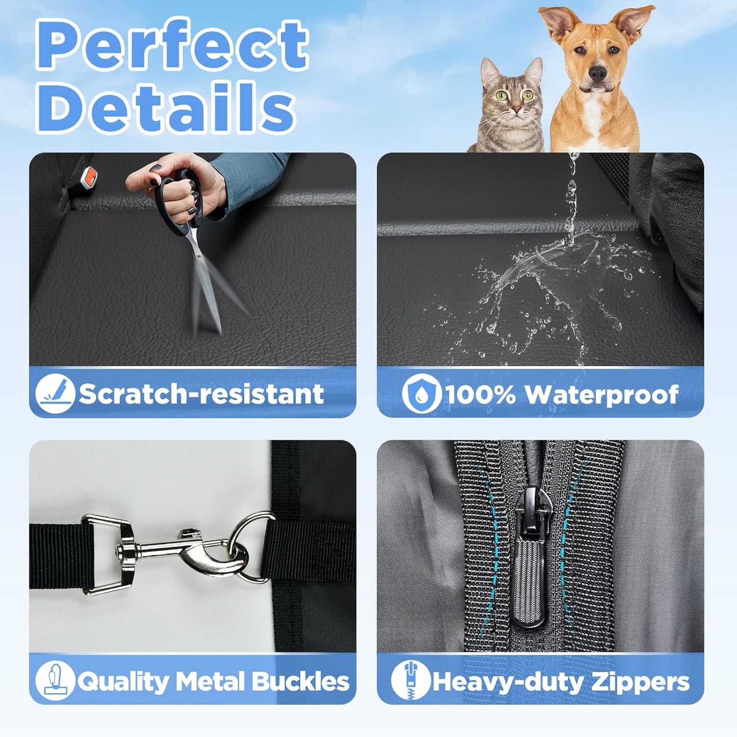 Back Seat Extender for Dogs, Waterproof Dog Car Seat Cover for Back Se