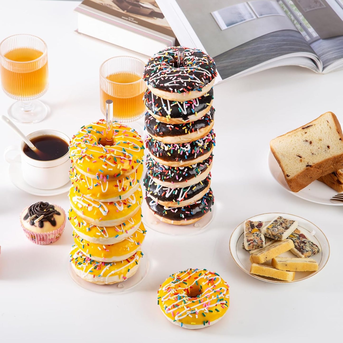4PCS Acrylic Donut Display Stand Tower - Dessert Table Holder for Donuts, Bagels & Doughnuts - Perfect for Parties, Christmas, Birthday & New Year
