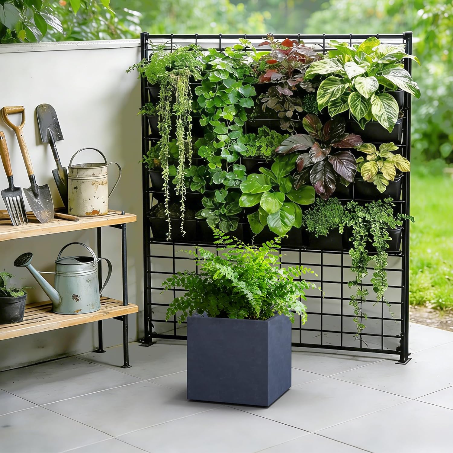 Kante 12 Inch Square Concrete Planter for Outdoor Indoor Home Patio Ga