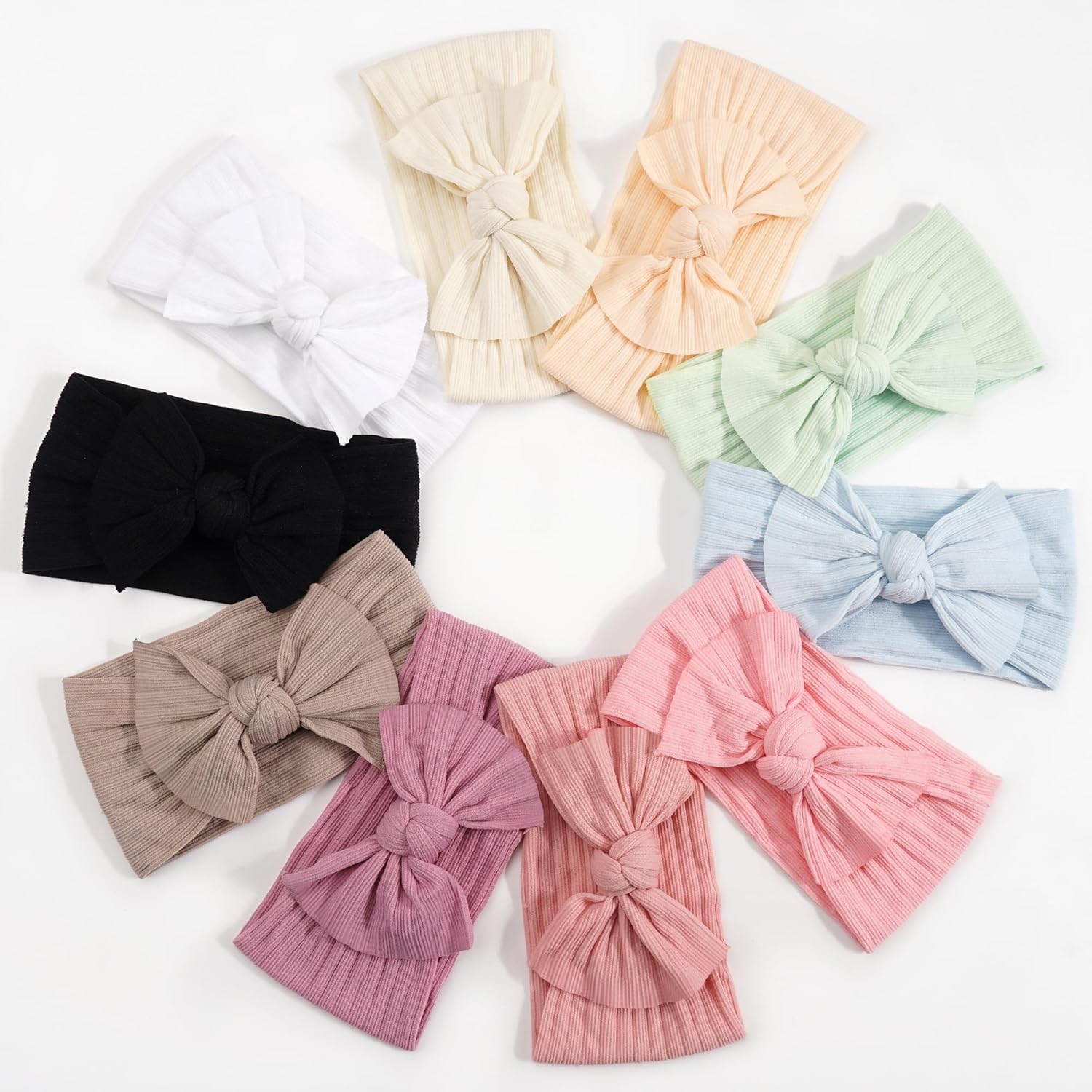 CÉLLOT 10 Colors Super Stretchy Soft Knot Baby Girl Headbands with Hai