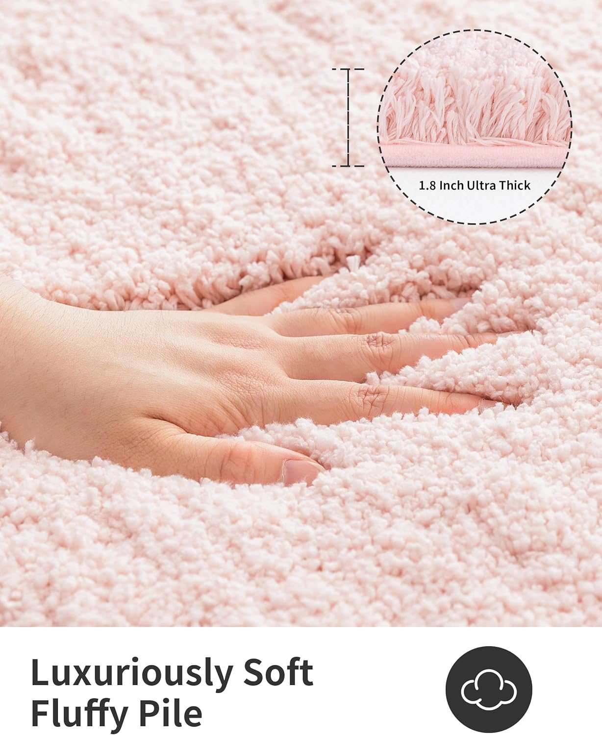 ILANGO Pink Bathroom Rugs 24" × 17" Non Slip & Super Absorbent Extra Thick Soft, Washable Bath Mat for Floor, Non Shedding Microfiber Plush Holiday Bath Rug with Rubber for Shower Sink