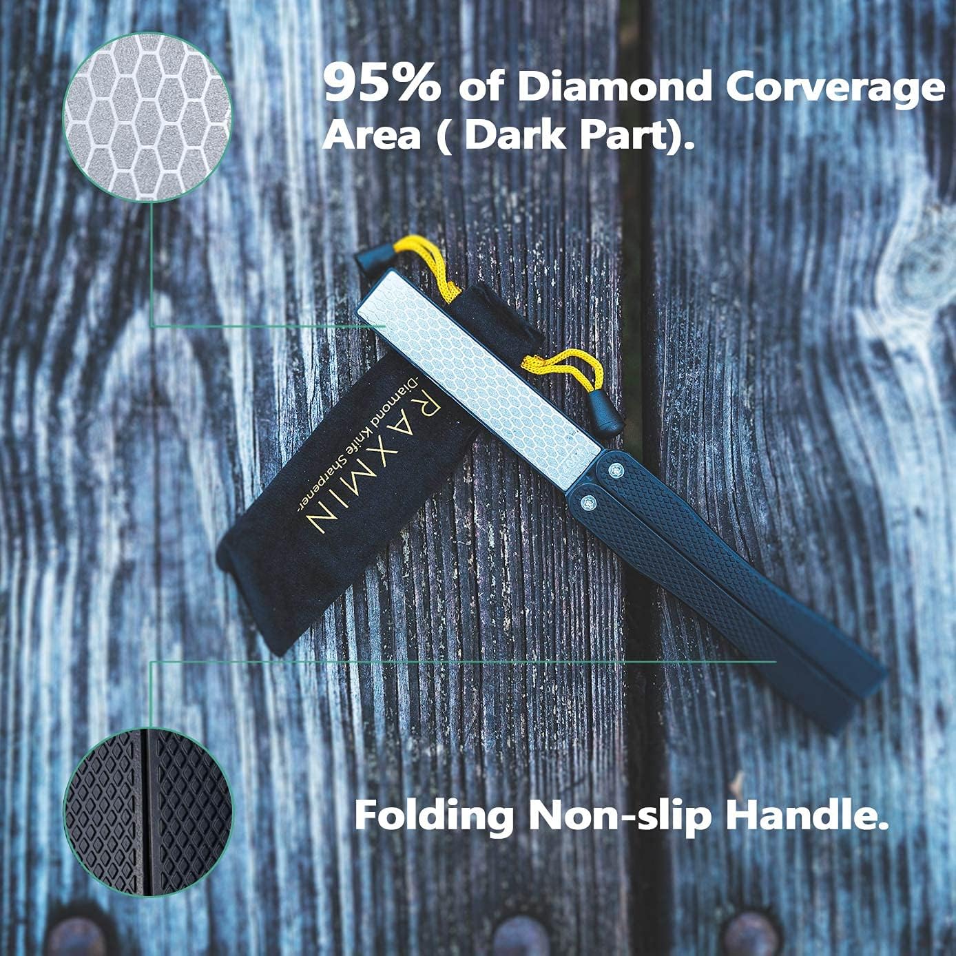 5" Diamond Pocket Sharpener Folding Knife Garden Tools Sharpening 400/600 Grit Double Sided