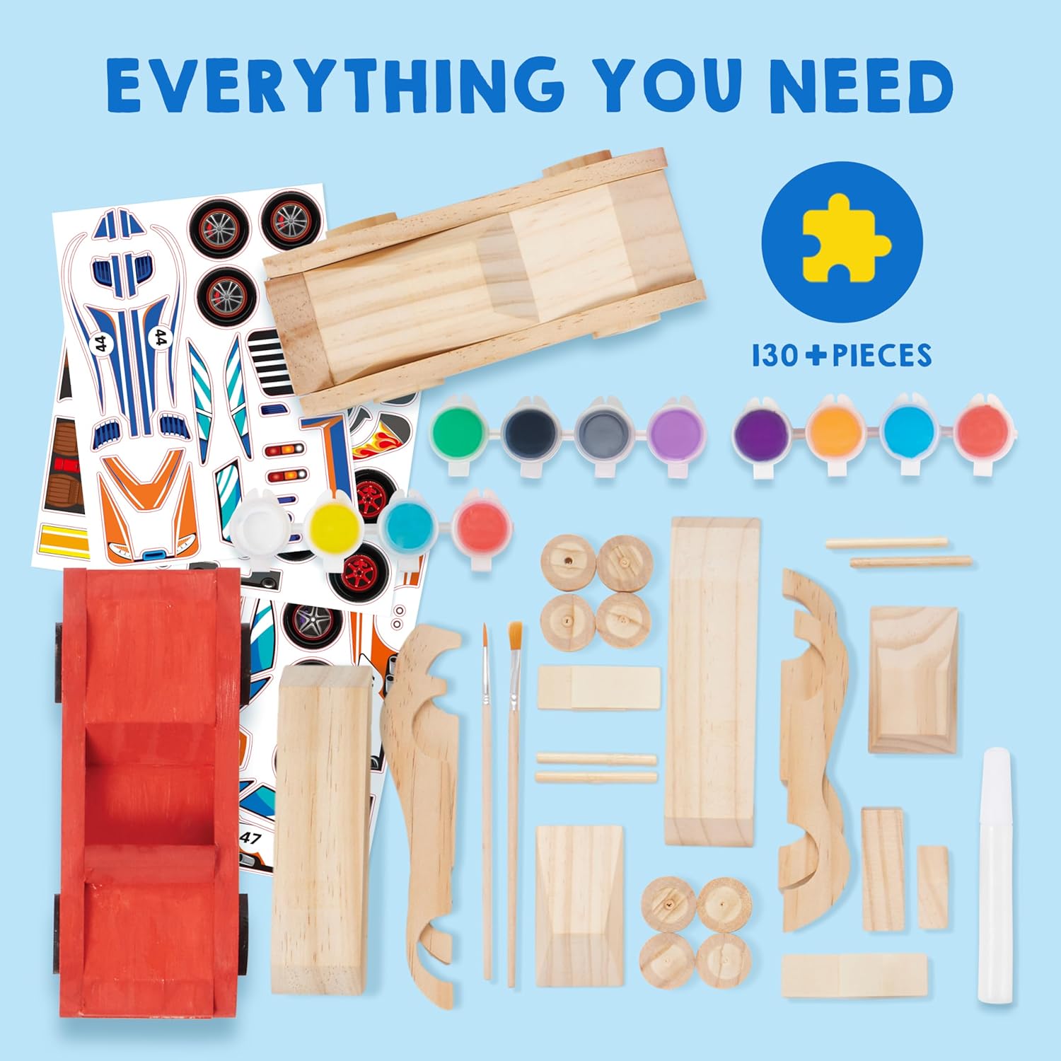 Klever Kits 4 DIY Wooden Race Cars-Build & Paint Your Own Wood Craft K