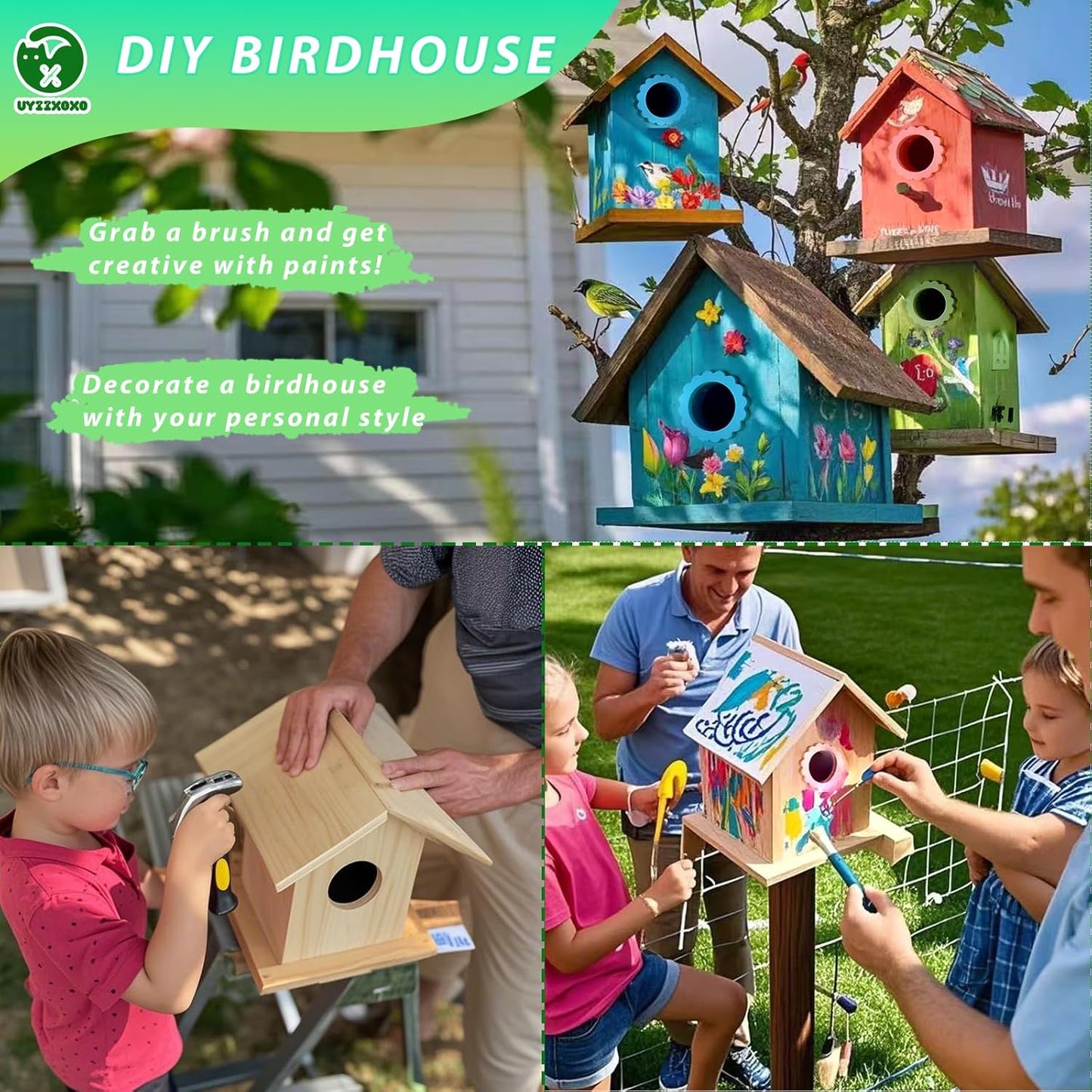 Large Wood Bird Houses for Outside Clearance,Woodworking Adult Crafts & DIY Bird House Kit, Build it Yourself Birdhouse for Adults and Kits, Hanging Birdhouse for Garden Yard Decor Gifts (1 Pack)