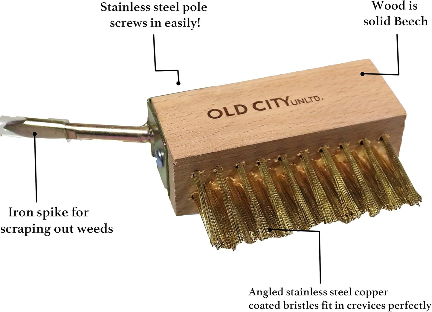 Moss Remover Deck Crevice Cleaning Tool- 2 Paver Brushes Tool for Weeding Between Pavers, Wire Brush with Weed Hook, Deck Cleaner, Crack Weeder, Patio Weed Remover Tool, Garden Weeding Tool (2)