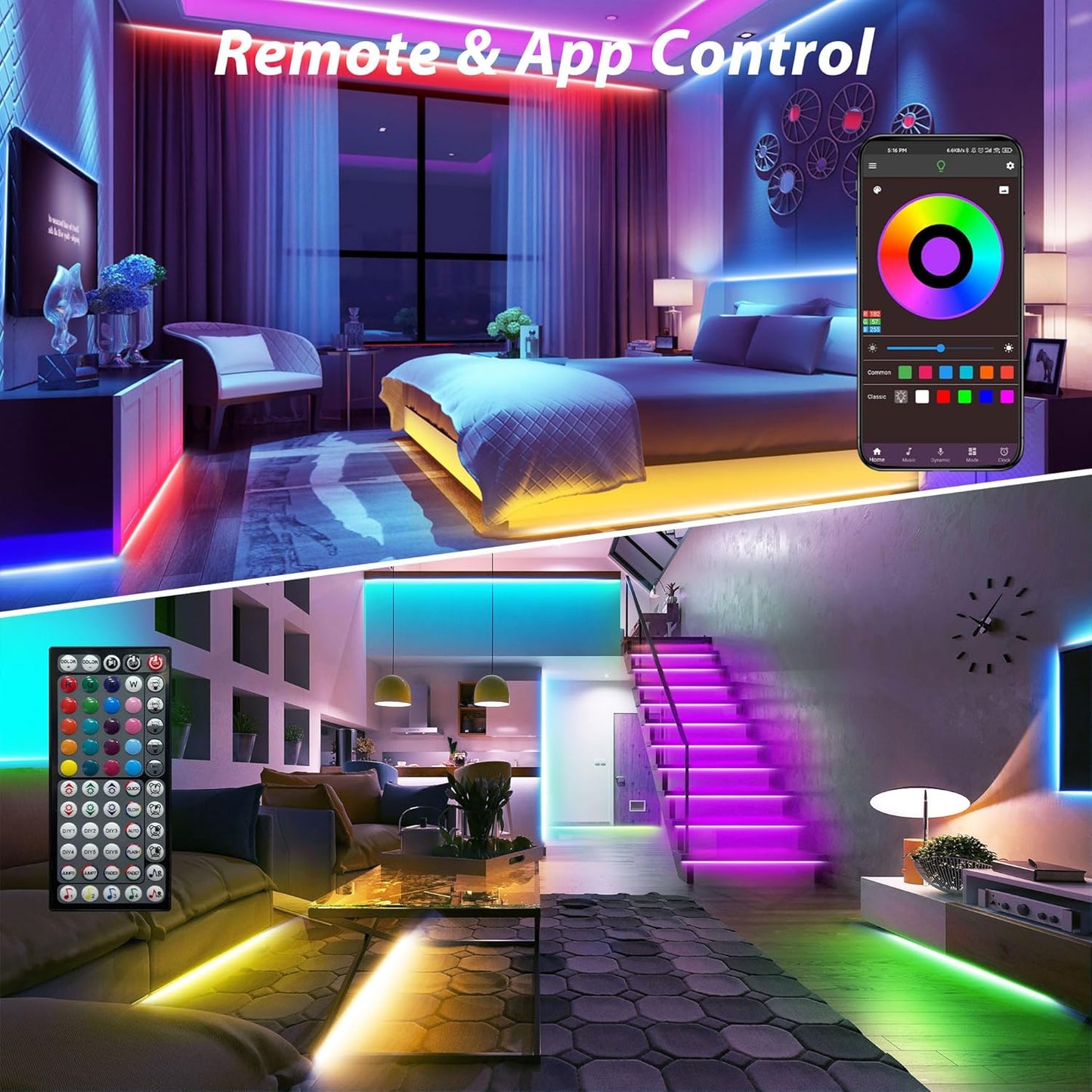 Led Lights for Bedroom 150 ft (2 Rolls of 75ft), Music Sync RGB Led St