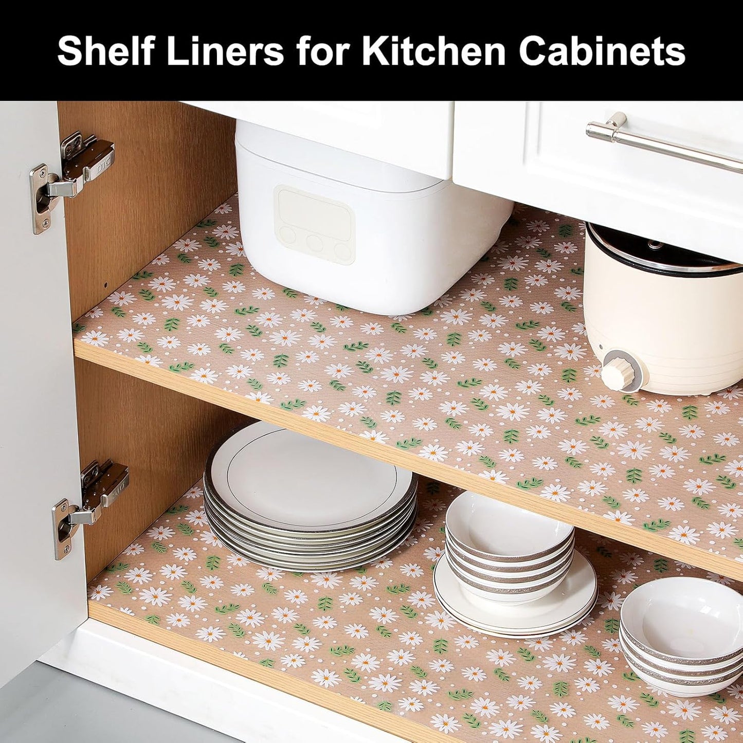 Cooyes Shelf Liner – Premium Non-Adhesive Cabinet & Drawer Liner for Kitchen – Waterproof Shelf Paper with Modern Pattern – Durable EVA Cabinet Mat – Easy to Cut （12" W x 120" L）