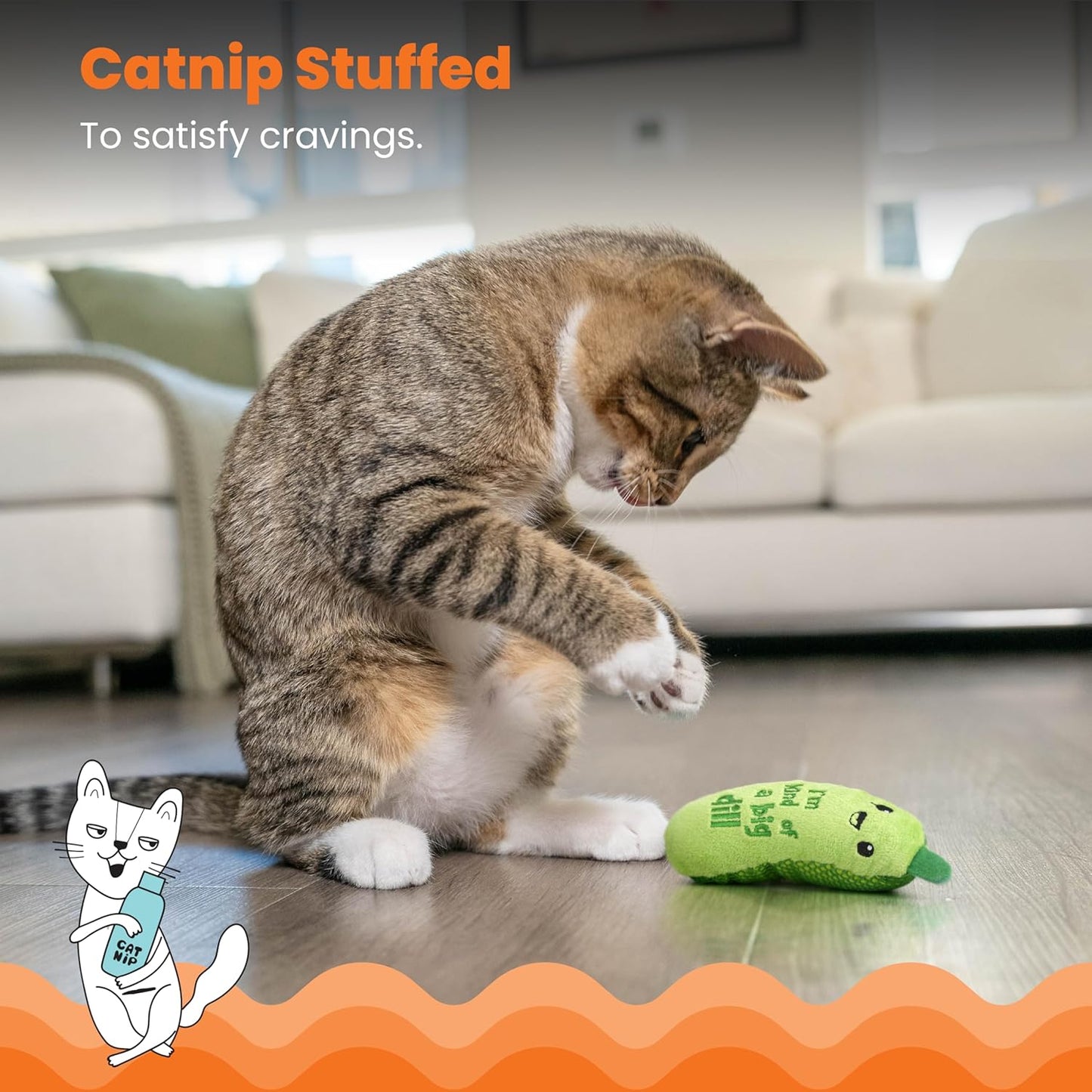 Catstages Crunchy Pickle Kicker Cat Toy – Plush Crinkle Toy with Catni
