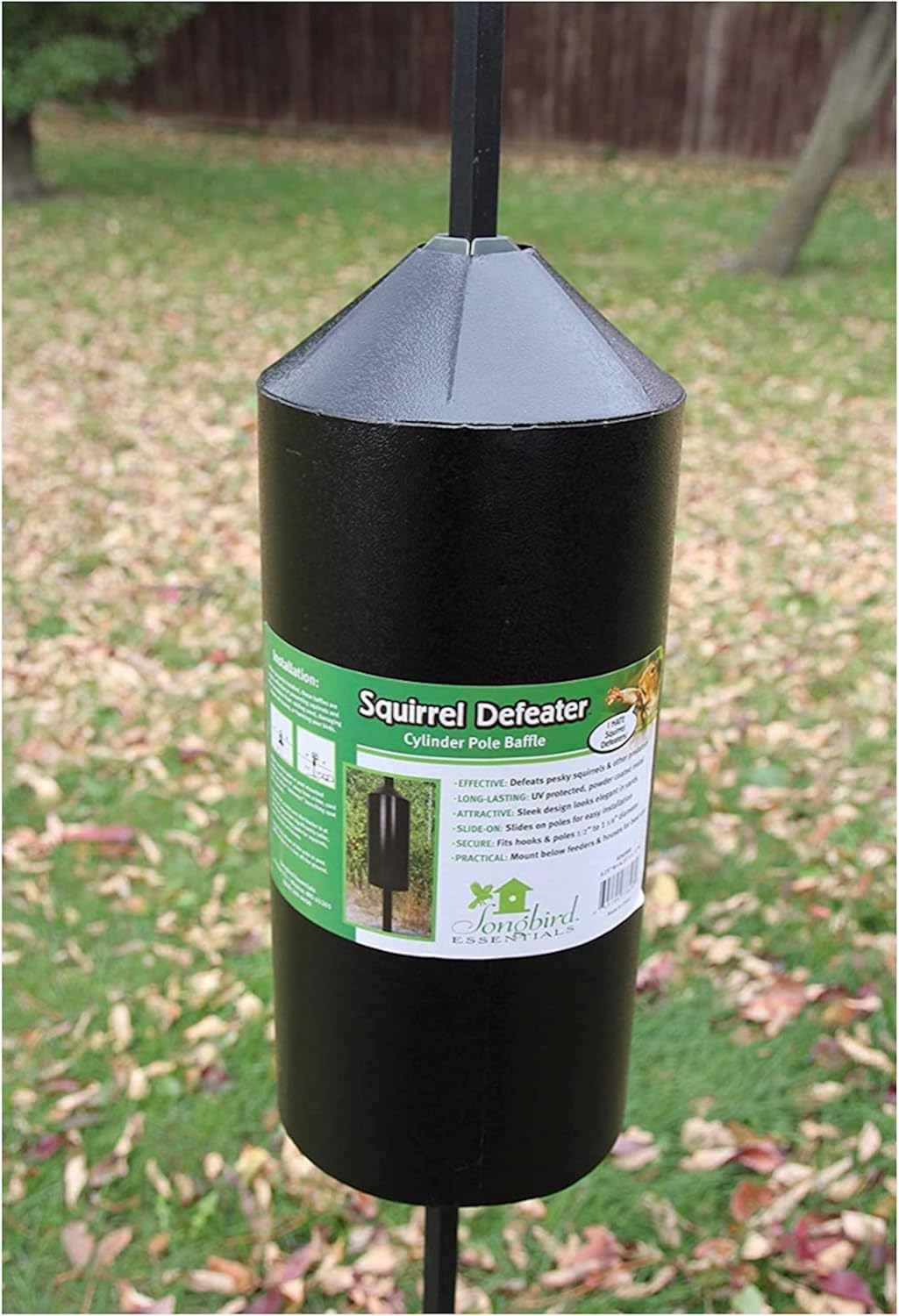 Songbird Essentials Squirrel Defeater Cylinder Pole Baffle, 6 Inch Diameter, 15 Inches High