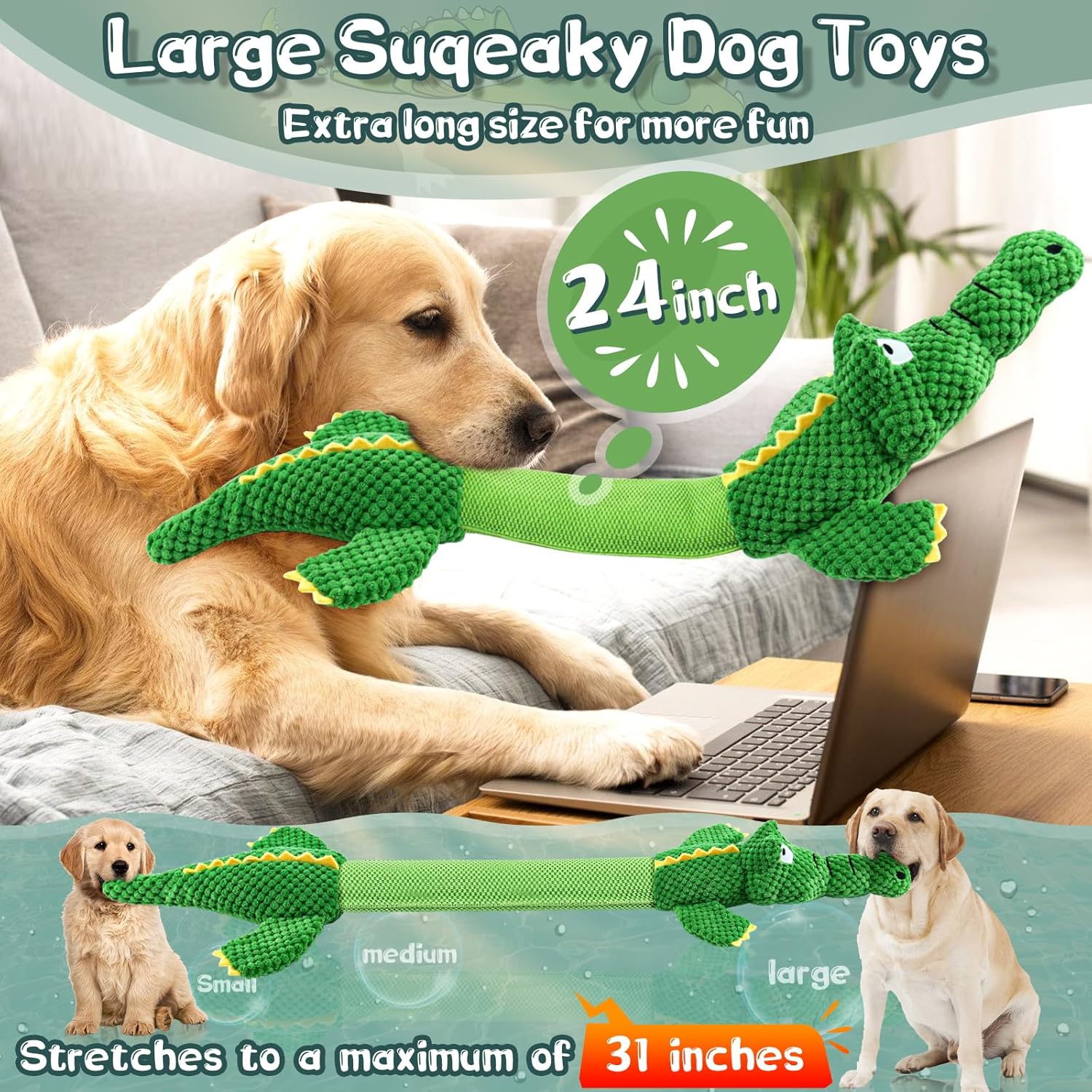 Dog Toys for Aggressive Chewers : Tough Interactive Tug of War Dog Toy