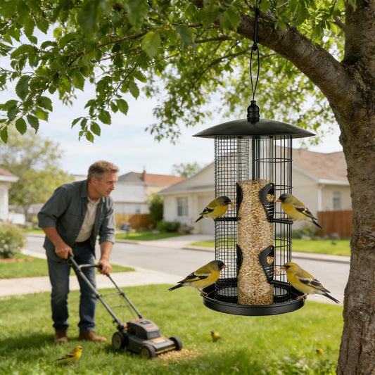Triple Tube Bird Feeder, Squirrel Proof Feeding Station, Weatherproof 