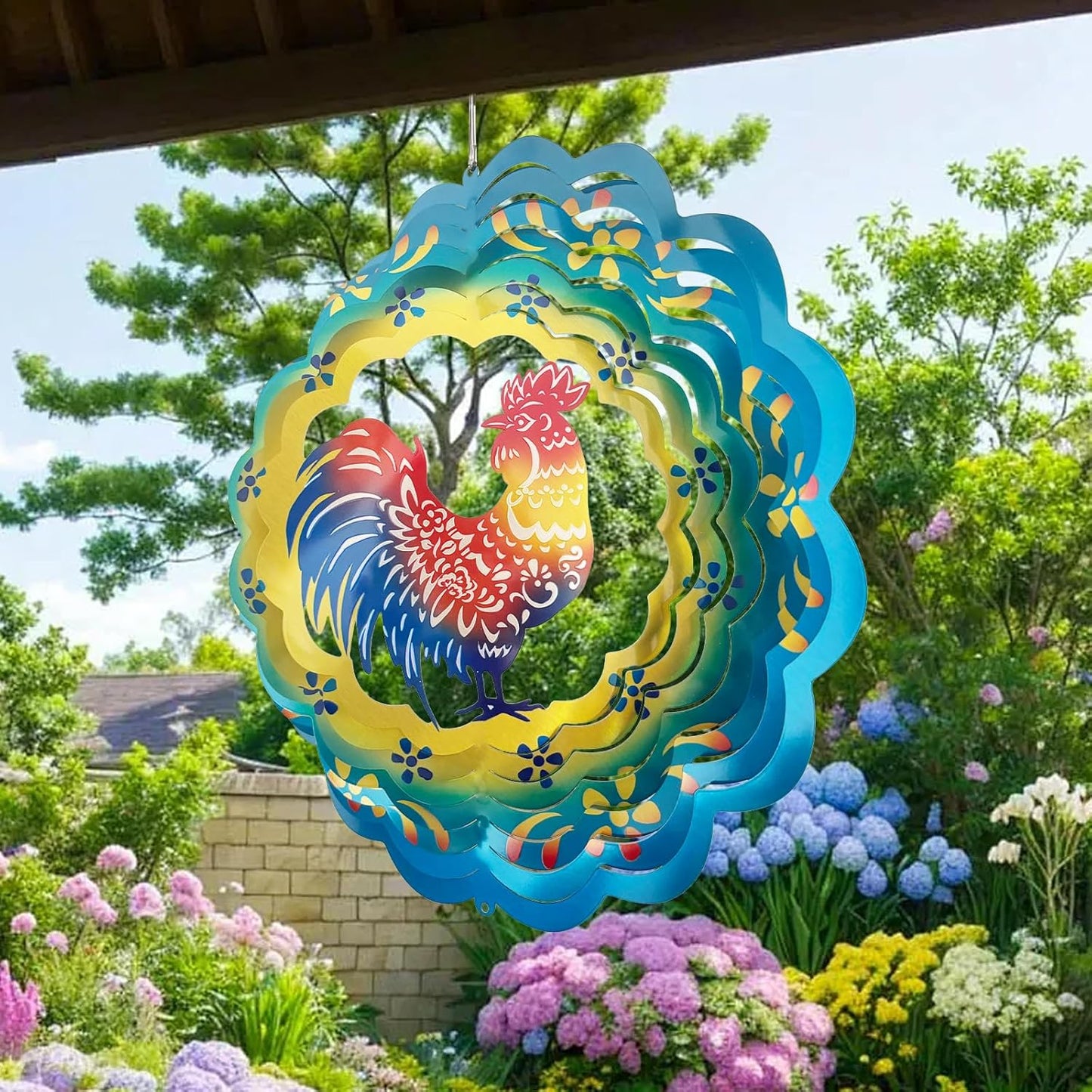 Rooster Wind Spinners Metal Chicken Gifts for Mom Women Grandma,12inch