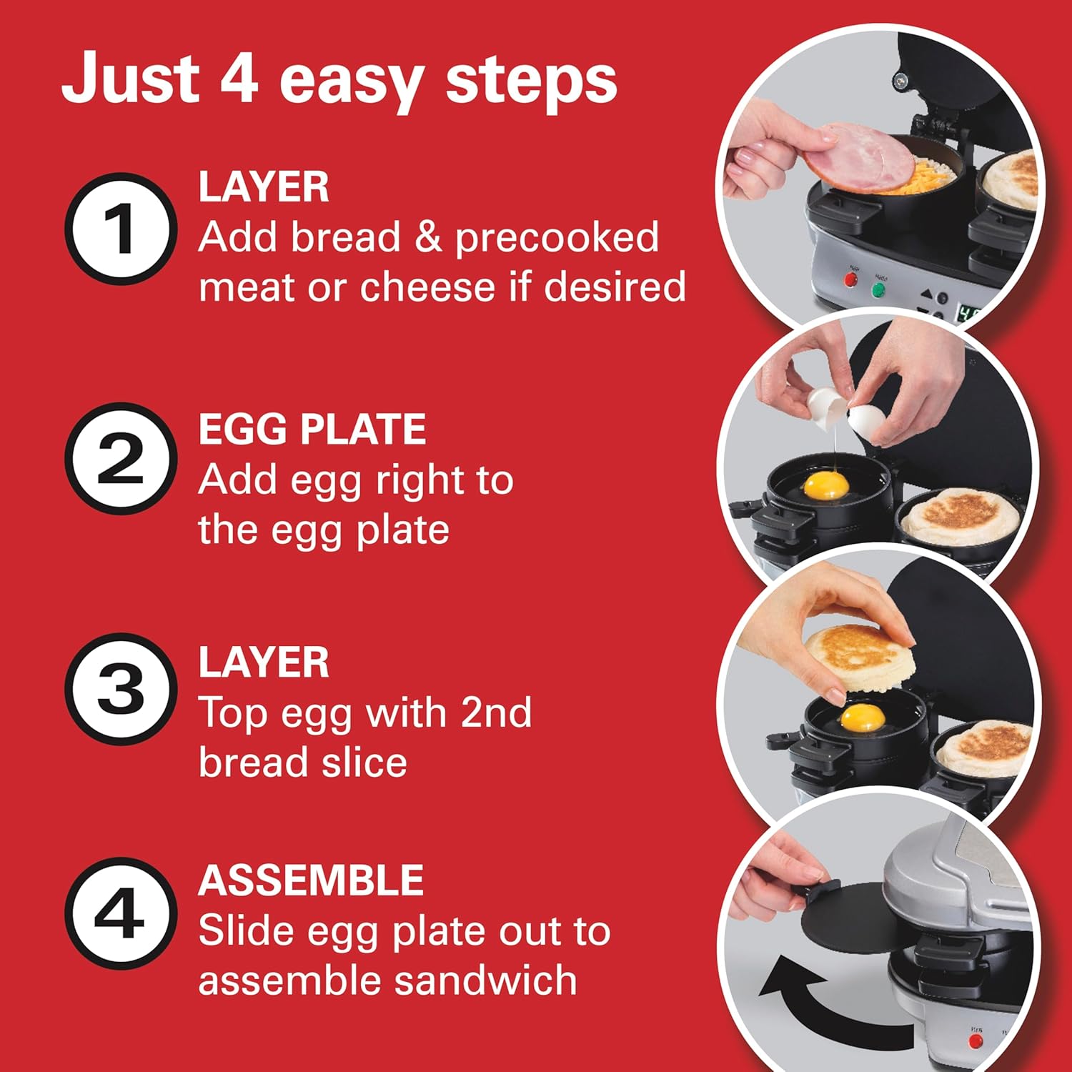 Hamilton Beach Dual Breakfast Sandwich Maker with Timer, Ready in 5 Mi