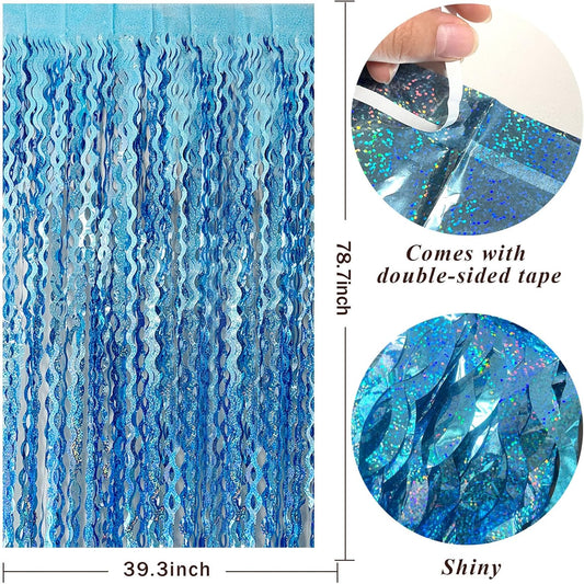 Tinsel Foil Fringe Curtains Wavy Backdrop for Parties Sparkle Metallic Wavy Foil Fringe Backdrop Curtain for Party Decorations Photo Booth Props for Birthday Graduation Wedding