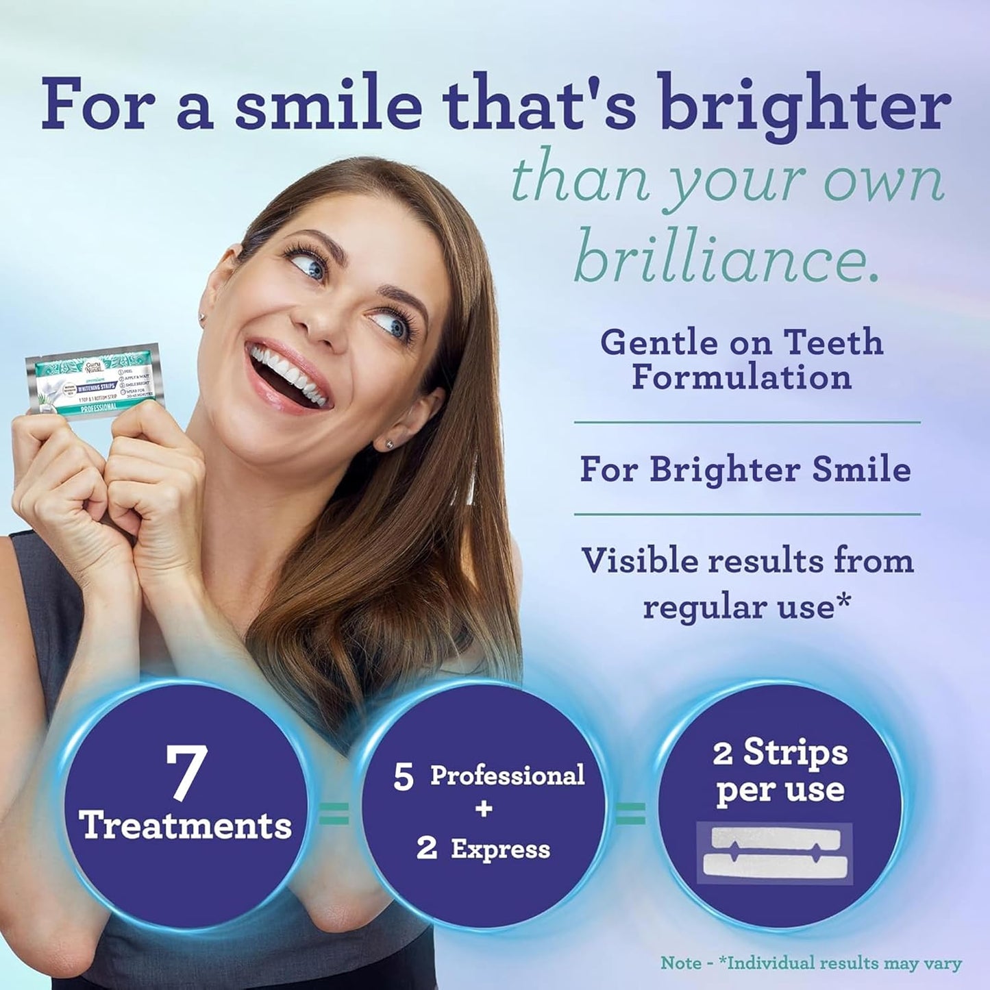 GuruNanda Teeth Whitening Strips - 7-Day Treatment with Non-Slip, Dry 