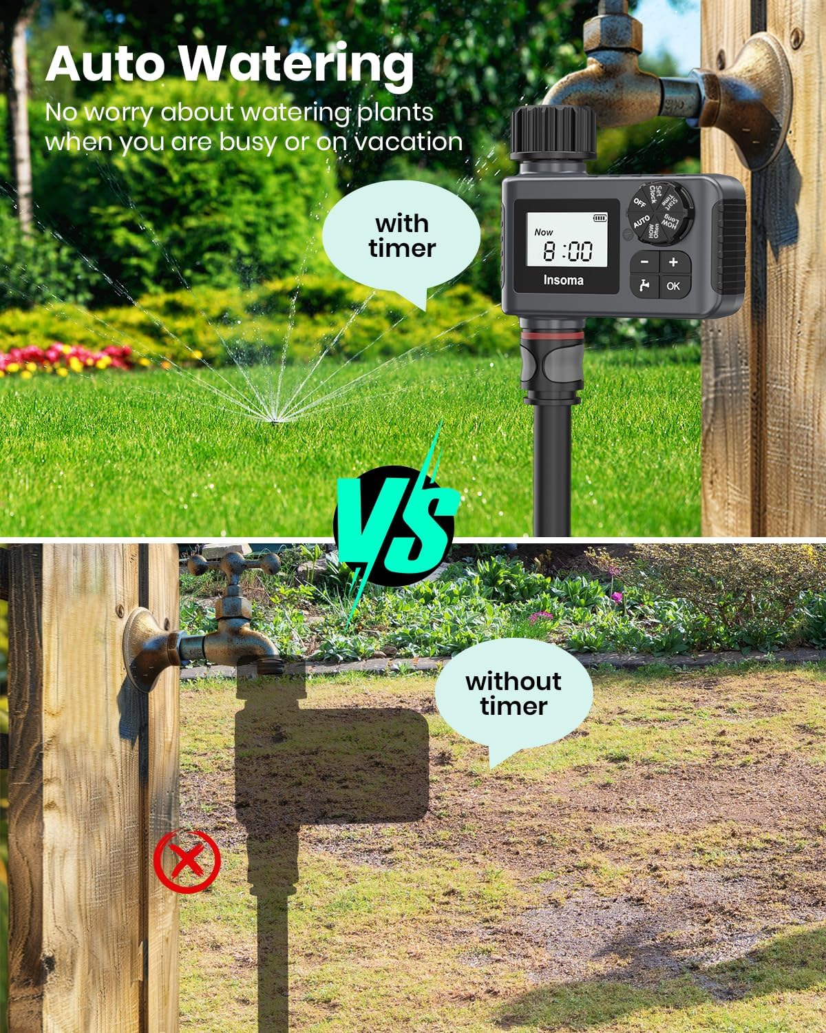 Outdoor Garden Hose Faucet Timers, Programmable Water Sprinkler Timer 