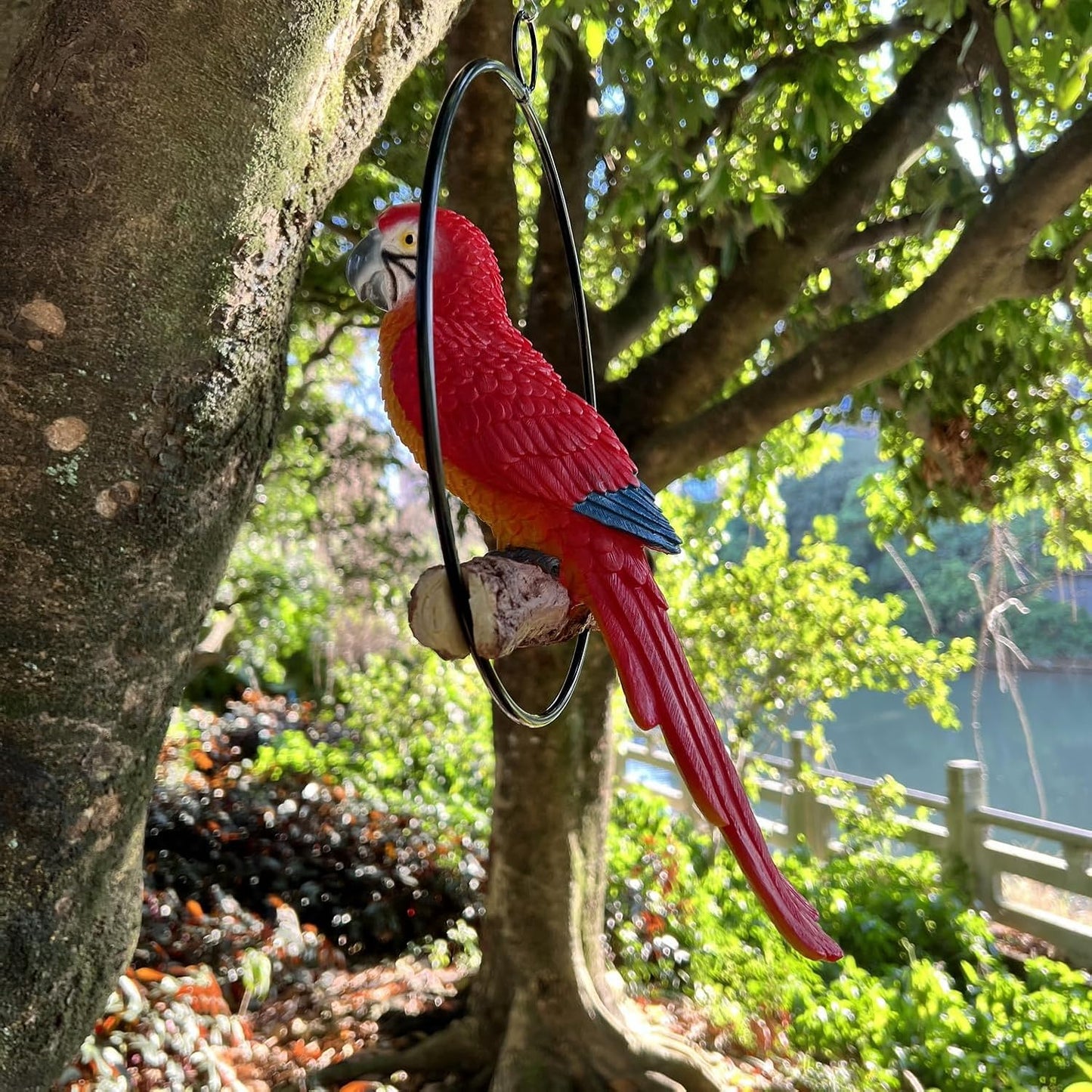 Parrot Statue 14 Inch Realistic Resin Animal Sculpture for Ornament Patio Yard Lawn Home Decor