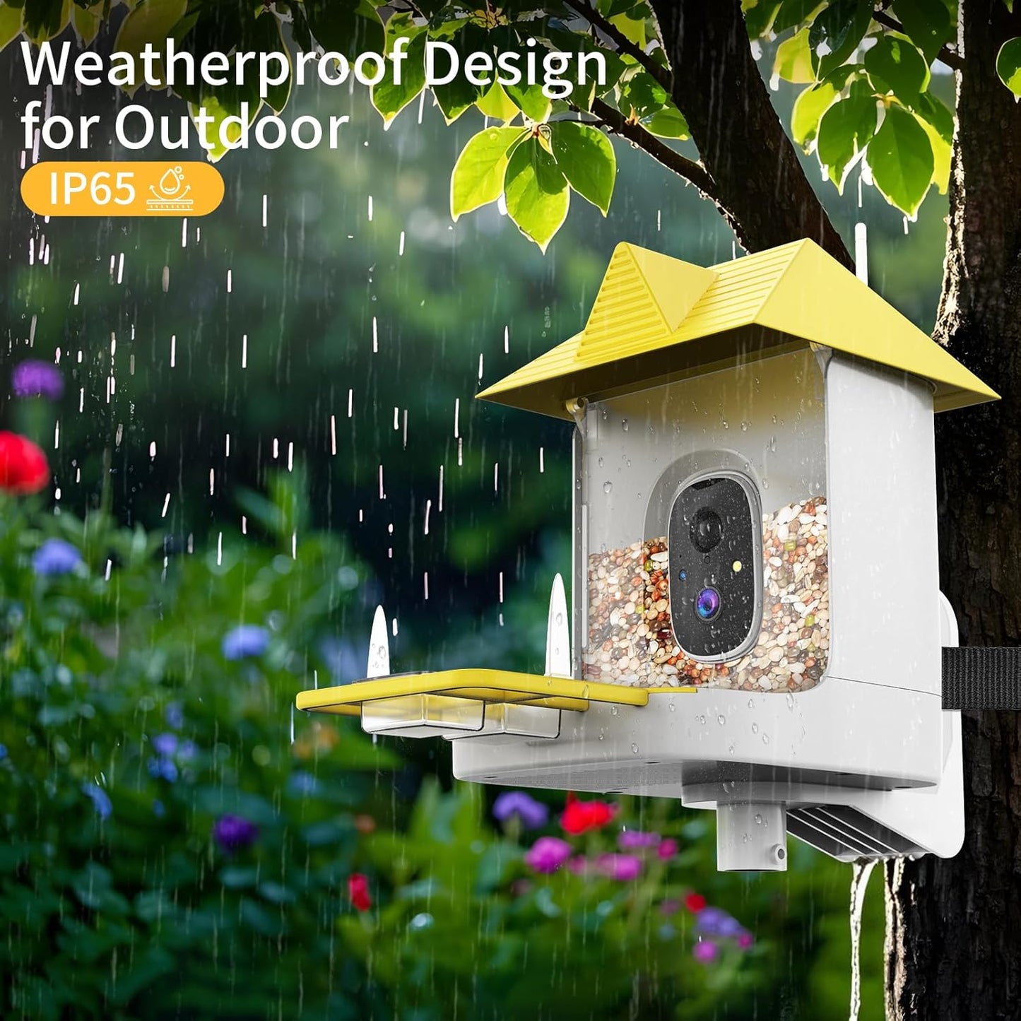 Bird Feeder with Camera,Bird House with Cam for Outside Solar Powered,Weatherproof for Garden,Yard & Lawn,2.4G WiFi Enabled,AI Birds ID,Auto-Records 1080p Videos to Cloud,Thoughtful Gift for Seniors