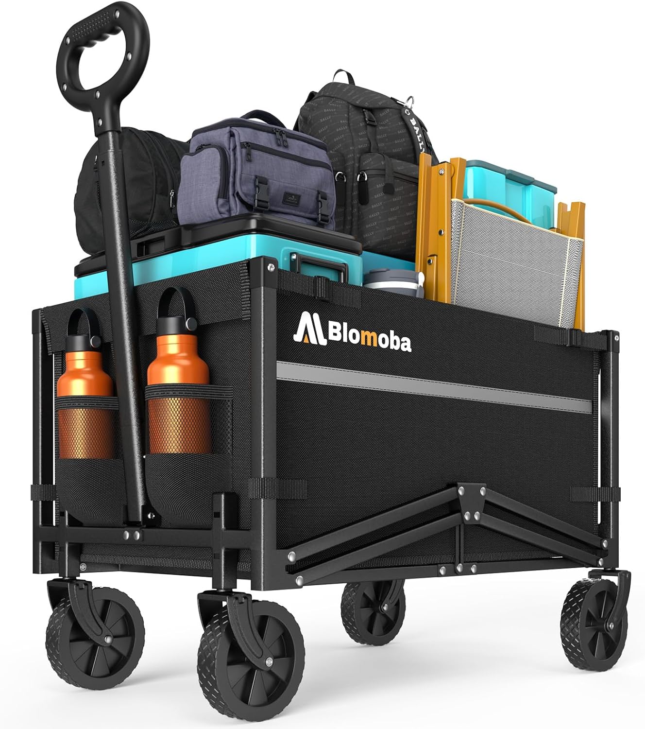 Collapsible Wagon Cart, Flexible Handle, Portable Collapsible Wagon wi