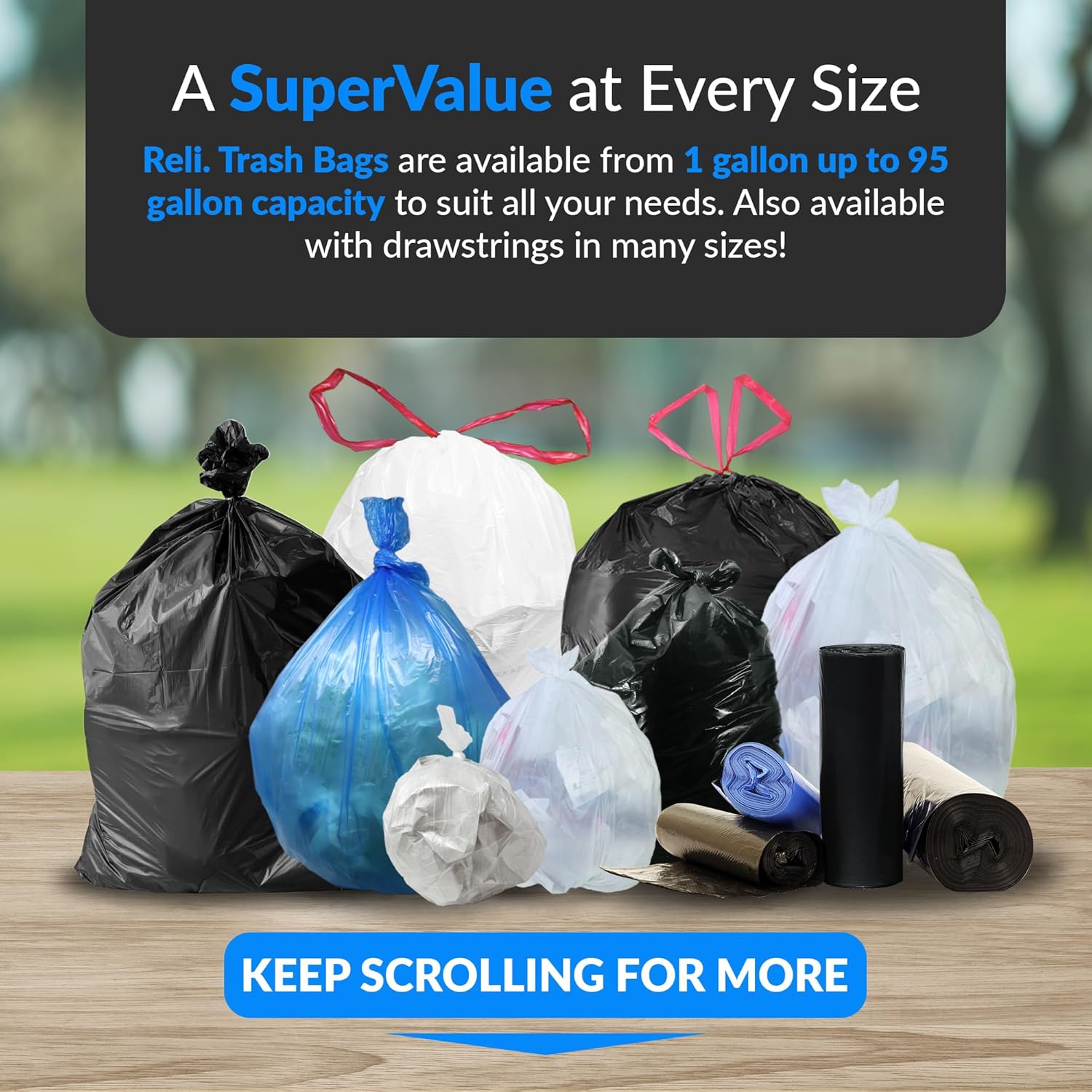 Reli. 40 to 45 Gallon Trash Bags Heavy Duty | 250 Trash Bags | Super S