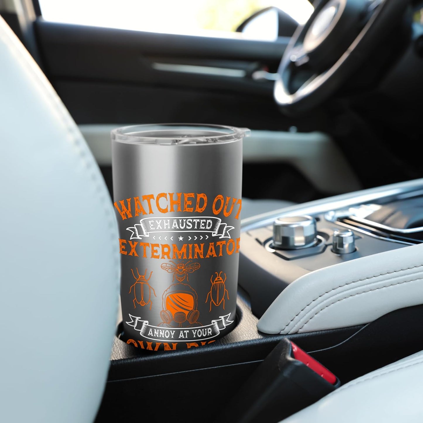 Exterminator Pest Control Eradicator Exhausted Terminator Stainless Steel Insulated Tumbler