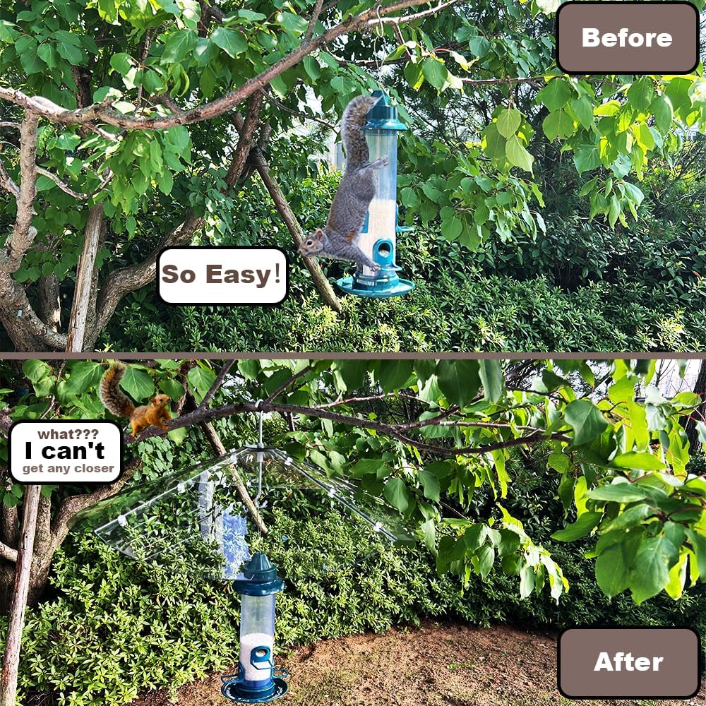 24inch Squirrel Baffle for Hanging Bird Feeders, Made of Transparent Extra Thick Pc Material, Outdoor Bird Feeder Seed Rain Cover.