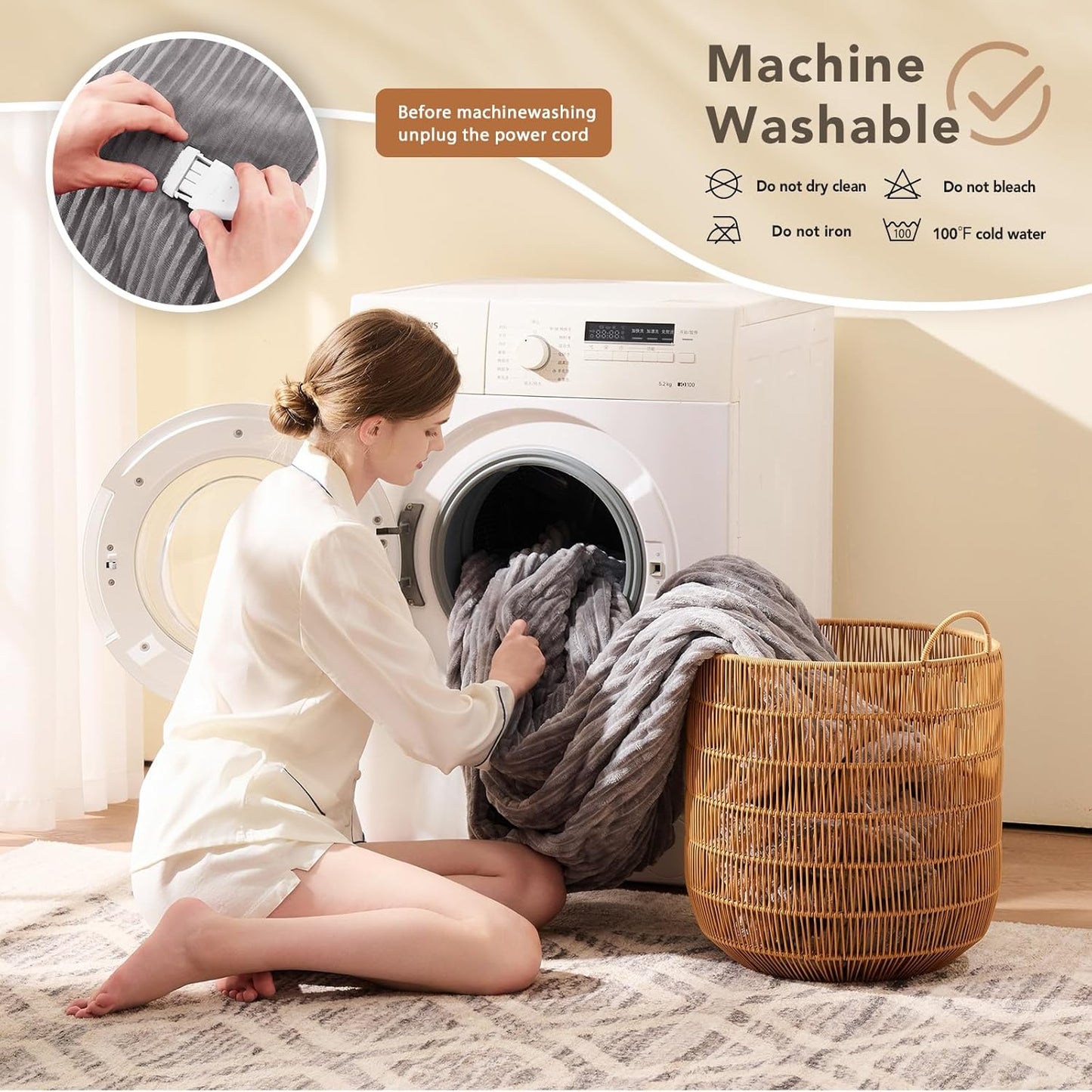 Homemate Heated Blanket Electric Throw - 50"x60" Heating Blanket Throw