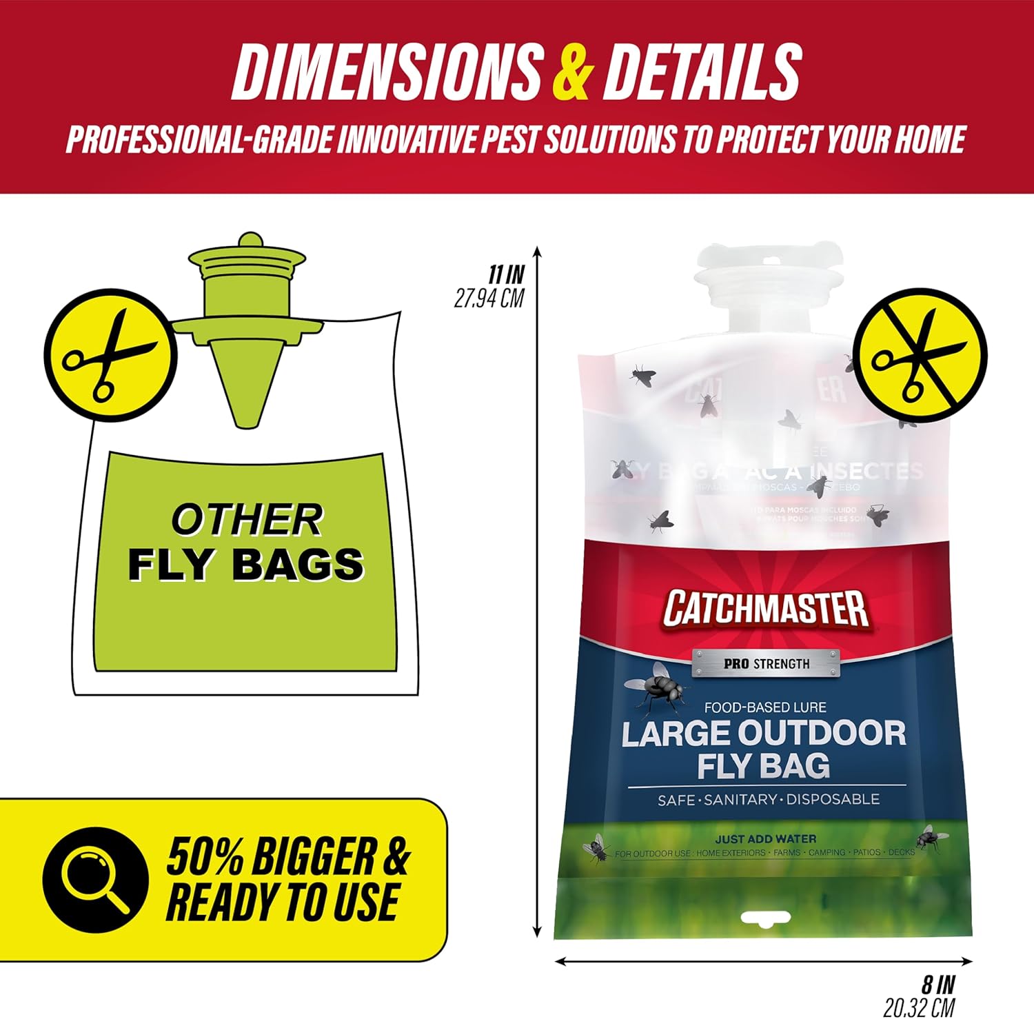 Catchmaster Pro Series Extra-Large Outdoor Fly Trap w/No-Mess Lid 4-Pa