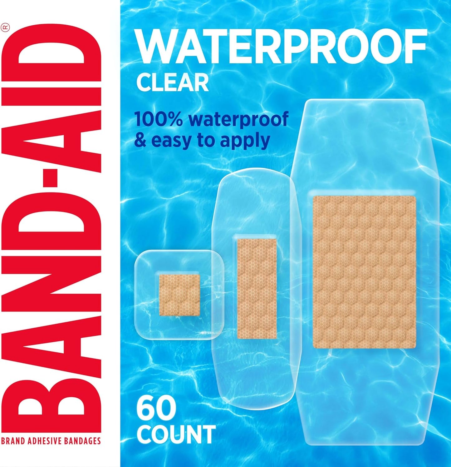 BAND-AID Brand Clear Waterproof Adhesive Bandages, Sterile First-Aid f