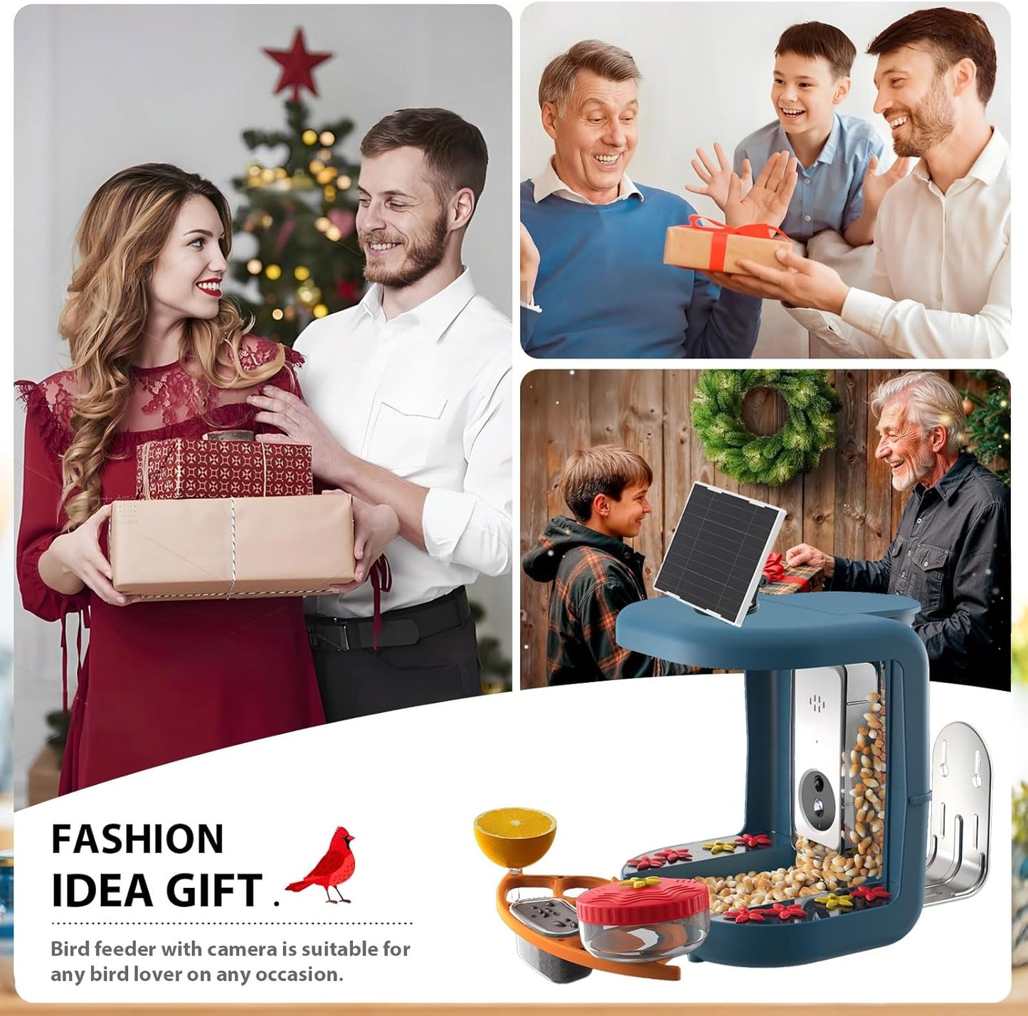 Bird Feeder with Camera, Conbby Smart Ai Identify Birds Watching Camera with Solar Powered, 2K HD Auto Capture Birds Video in Backyard, Porch, Patio, Ideal Gifts for Family and Bird Lovers