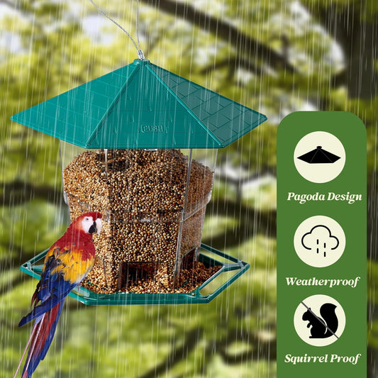 KSIA Klear Bird Feeder for Outdoor Hanging, Squirrel Proof Bird Feeders, Wild Birdfeeders Outside Hanging, Large Capacity Birdfeeder for Cardinal, Attracting Wild Birds, 2 Pack