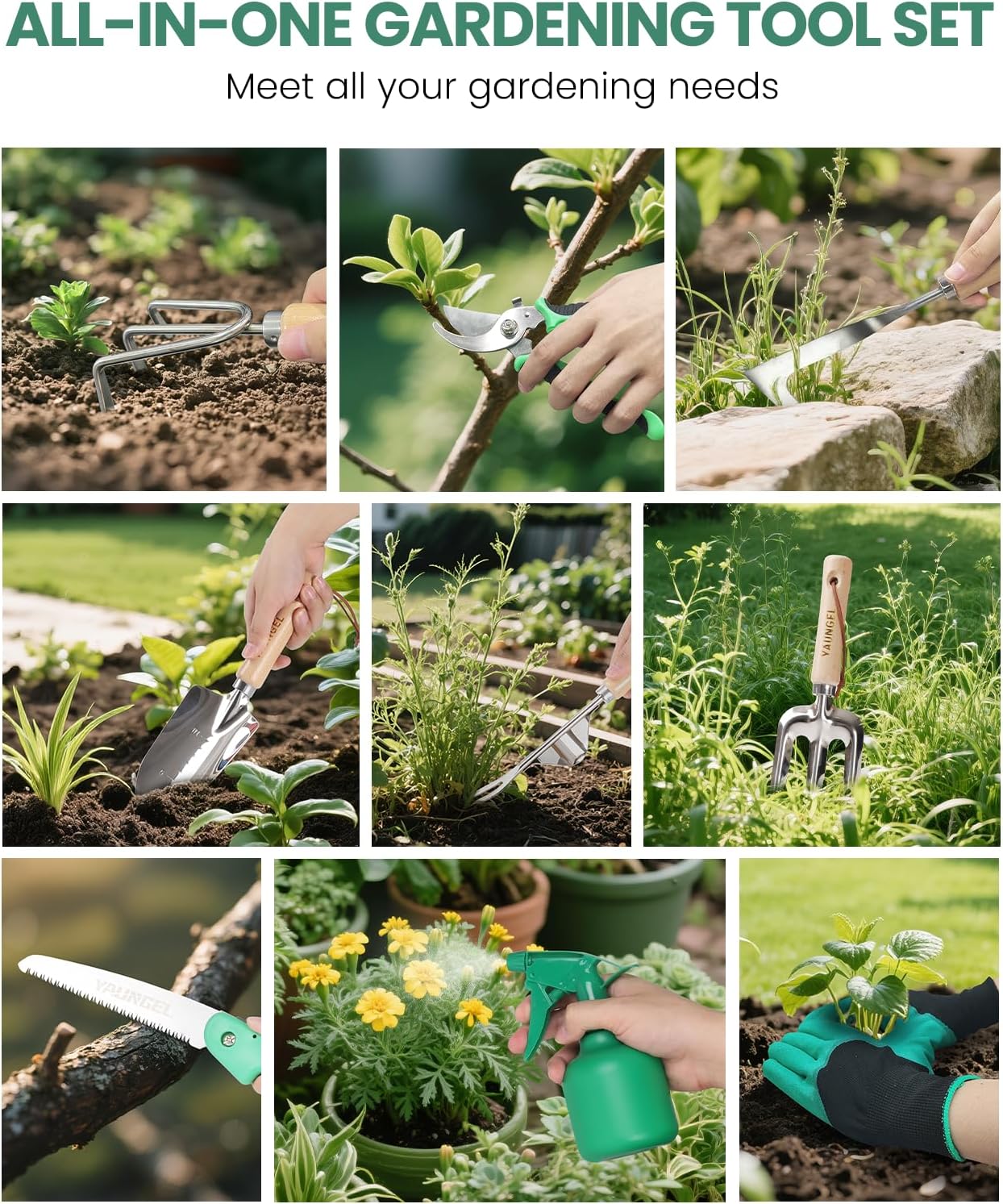 Gardening Tools - 10 Piece Heavy Duty Gardening Hand Tools Stainless S