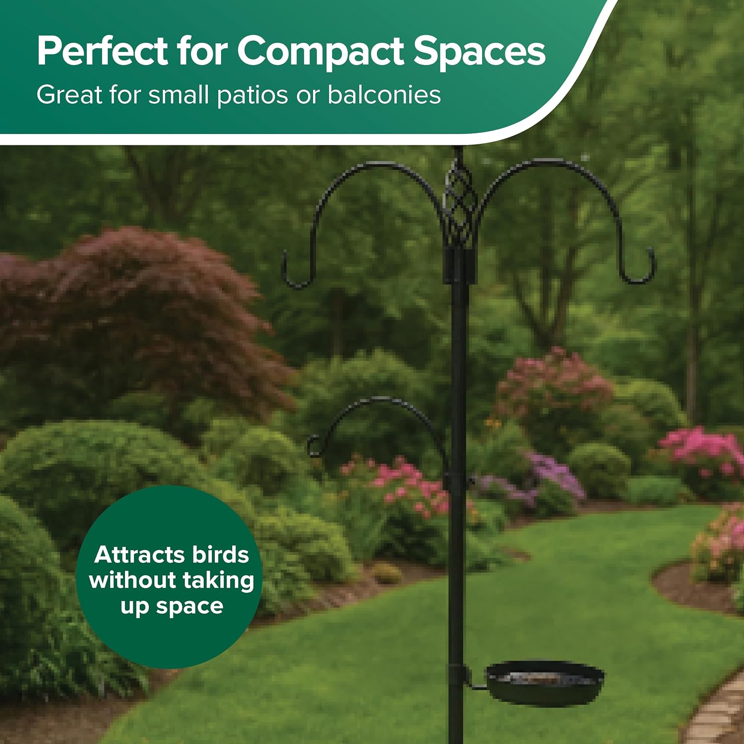 Gardman BA08015 Bird Feeding Station 2 Hook Square Tray, Matte Black