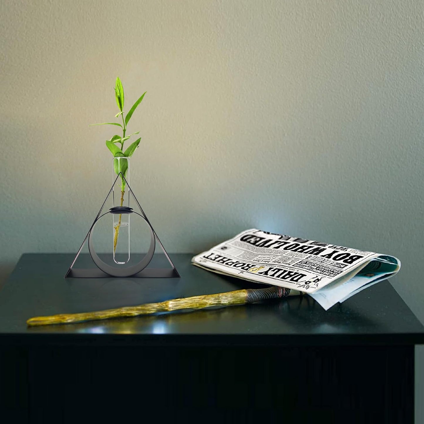 Unique Metal Wizard Propagation Tube Vase Planter with Tube, Cute Home Decor, Small Flower Pot for Desk Shelf, Home Decor, Magic School Gifts and Collectibles for Home Friends