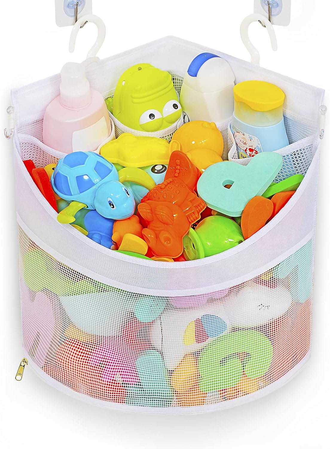 Ligereza Baby Bath Toy Organizer, Quick Drying and Mould Proof, Corner Hang-Suspension Holder, Large Capacity Multi Use Shower Caddy (White)