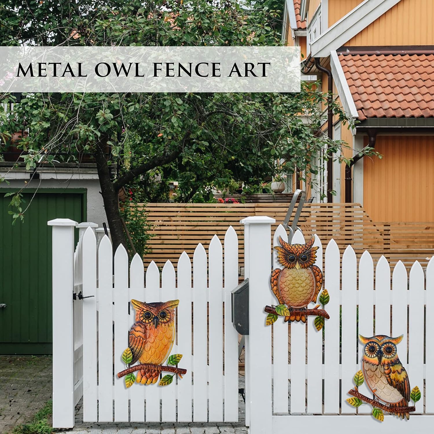 Owl Decor Metal Wall Art Outdoor Indoor,9 Inch Set of 3,Exquisite Owl 