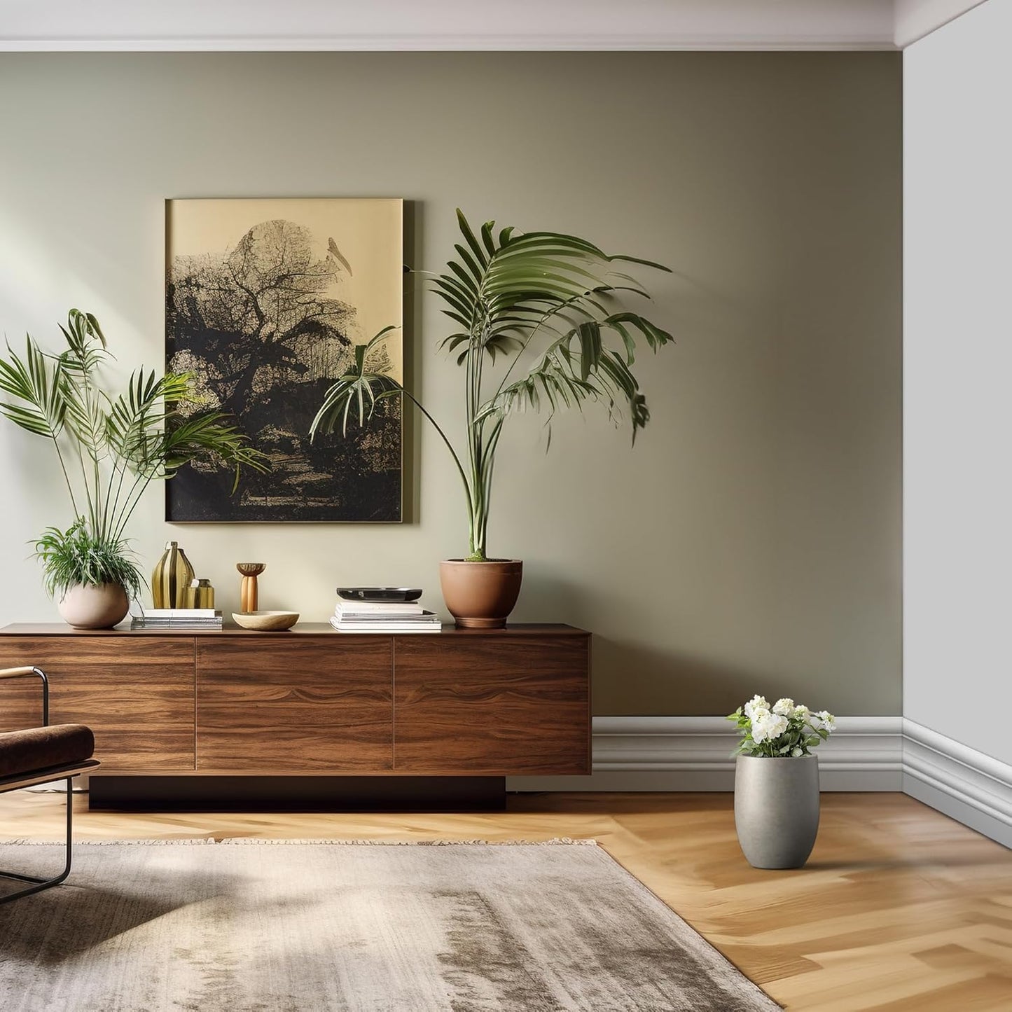 Kante 11.8 Inch Tall Concrete Planter, Large Indoor Outdoor Plant Pot 