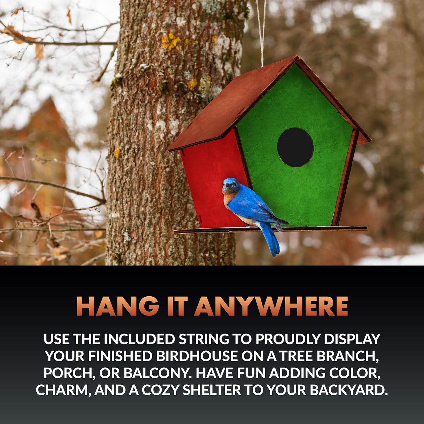 Newhouse Pet DIY Wooden Birdhouse Kit NHP-DIYH-SQ, Easy-to-Build DIY Birdhouse Kit for Kids, Arts and Crafts for Adults and Kids, Bird House for Outside with Weather-Resistant Acrylic Paints