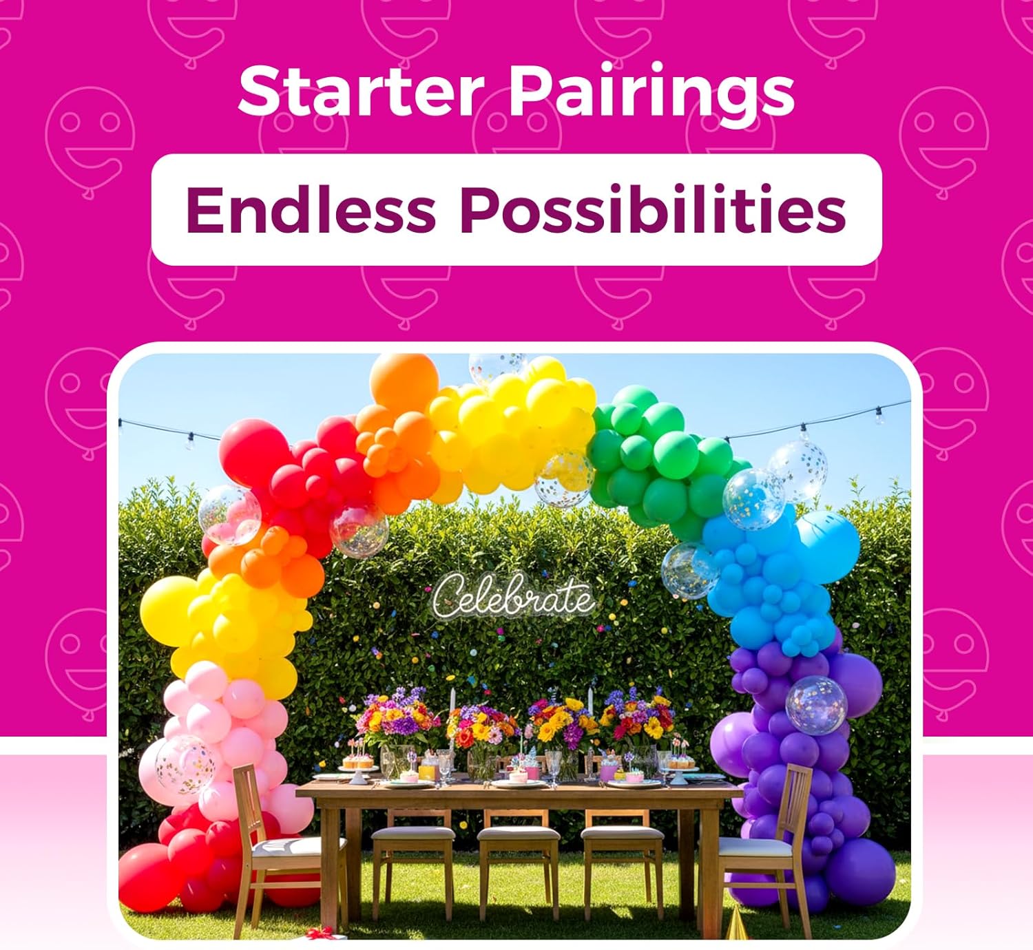 Bezente Assorted Rainbow Latex Balloons, 100 Pack 12 inch Round Helium