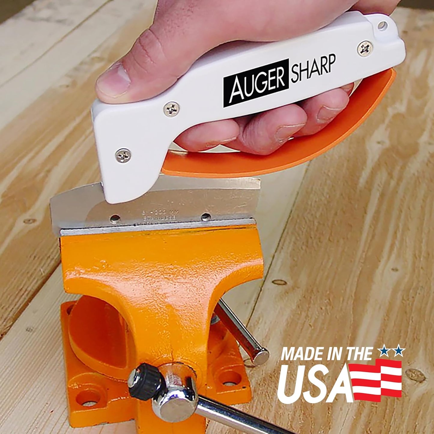 AccuSharp AugerSharp & Ice Auger Tool Sharpener, Diamond-Honed Tungsten Carbide Blade, Quickly Sharpens, Restores, Repairs & Hones Dull Ice Fishing Tool Blades