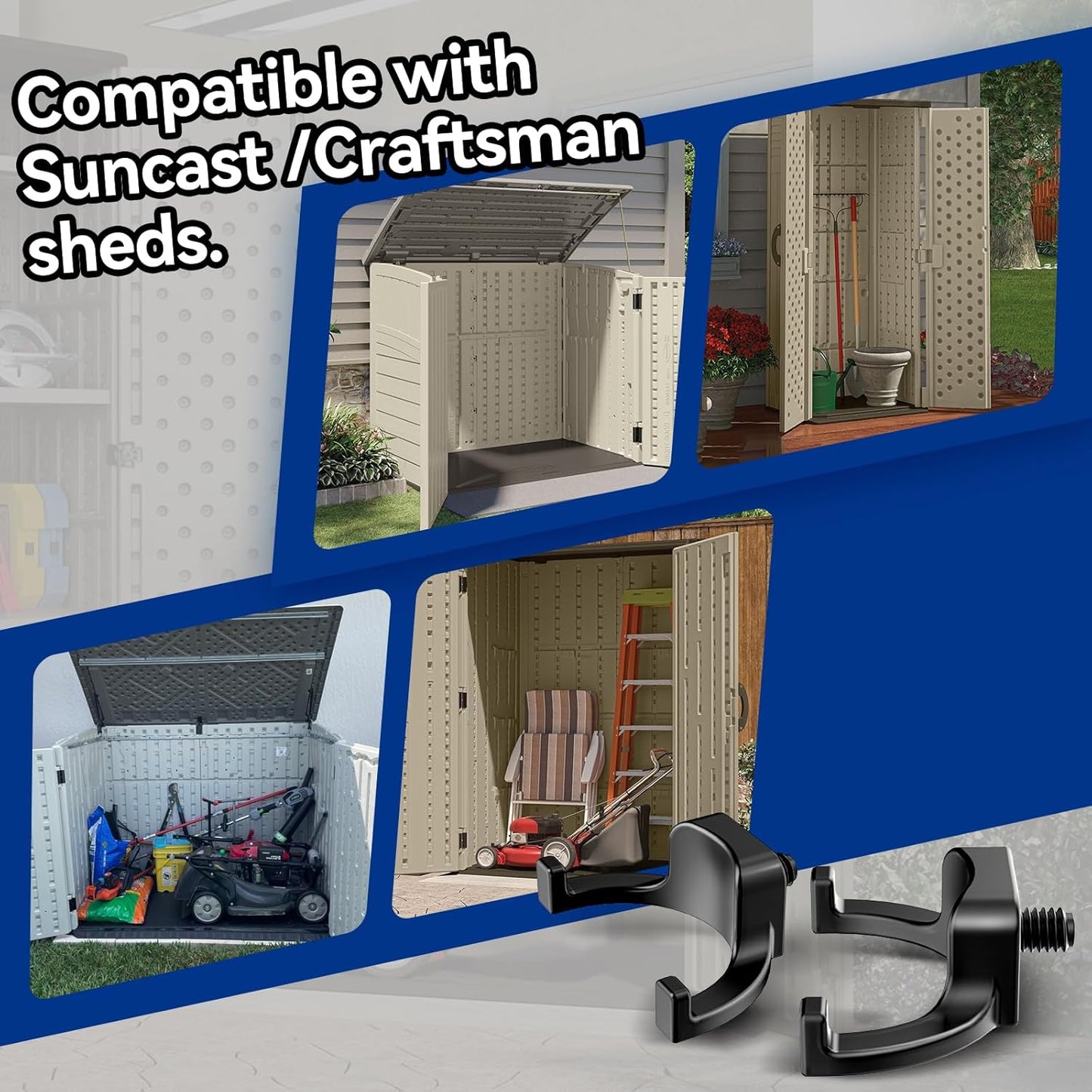 Storage Hooks Compatible with Lifetime and Suncast Sheds – Heavy-Duty 