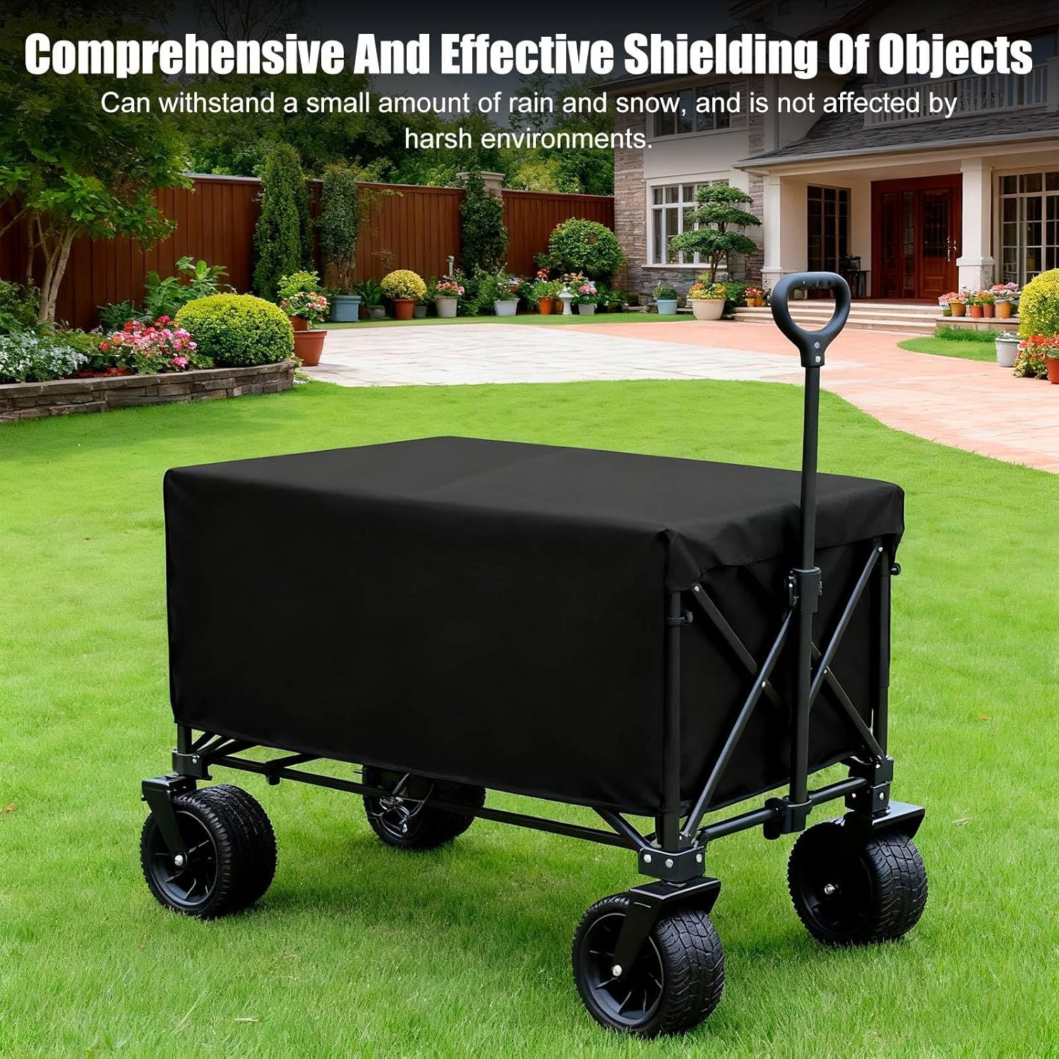 XhuangTech 38’’×22’’ Garden Wagon Cover Black, 420D Fabric Portable Fo