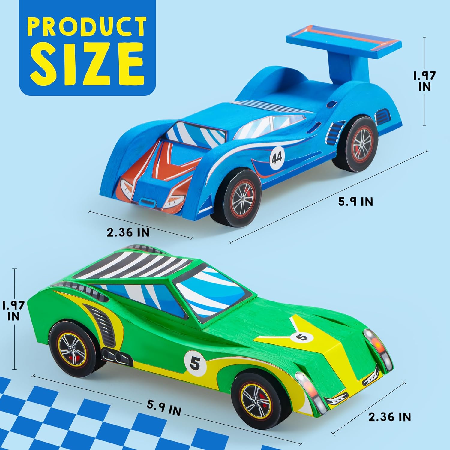 Klever Kits 4 DIY Wooden Race Cars-Build & Paint Your Own Wood Craft K