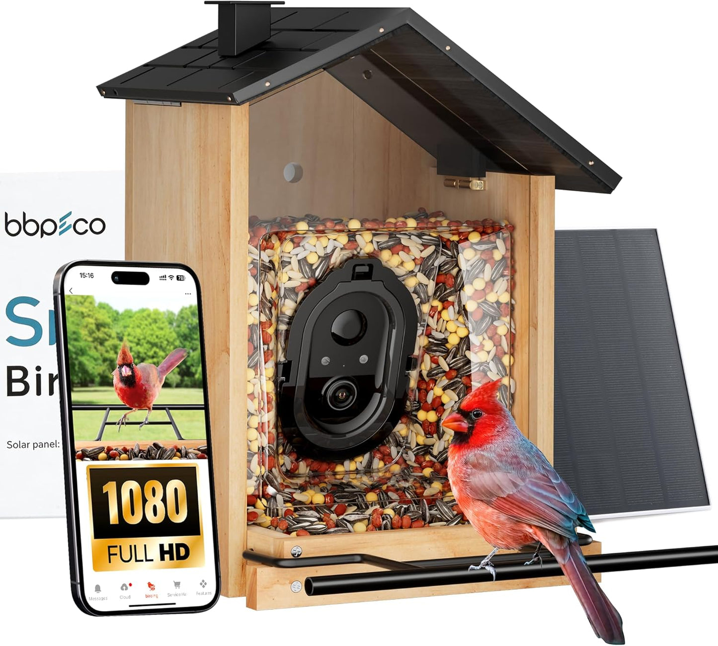 Solar Powered Bird Feeder Camera, 3L Capacity Smart Feeder for AI Identify Over 10000 Species, Cloud Storage, Auto Capture & Instant Arrival Alerts, Ideal Bird Lovers Gifts