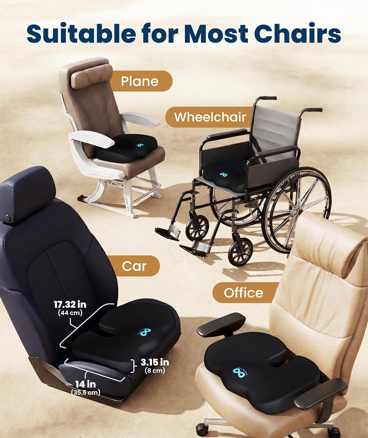 Everlasting Comfort Doctor Recommended Memory Foam Seat Cushion for Of