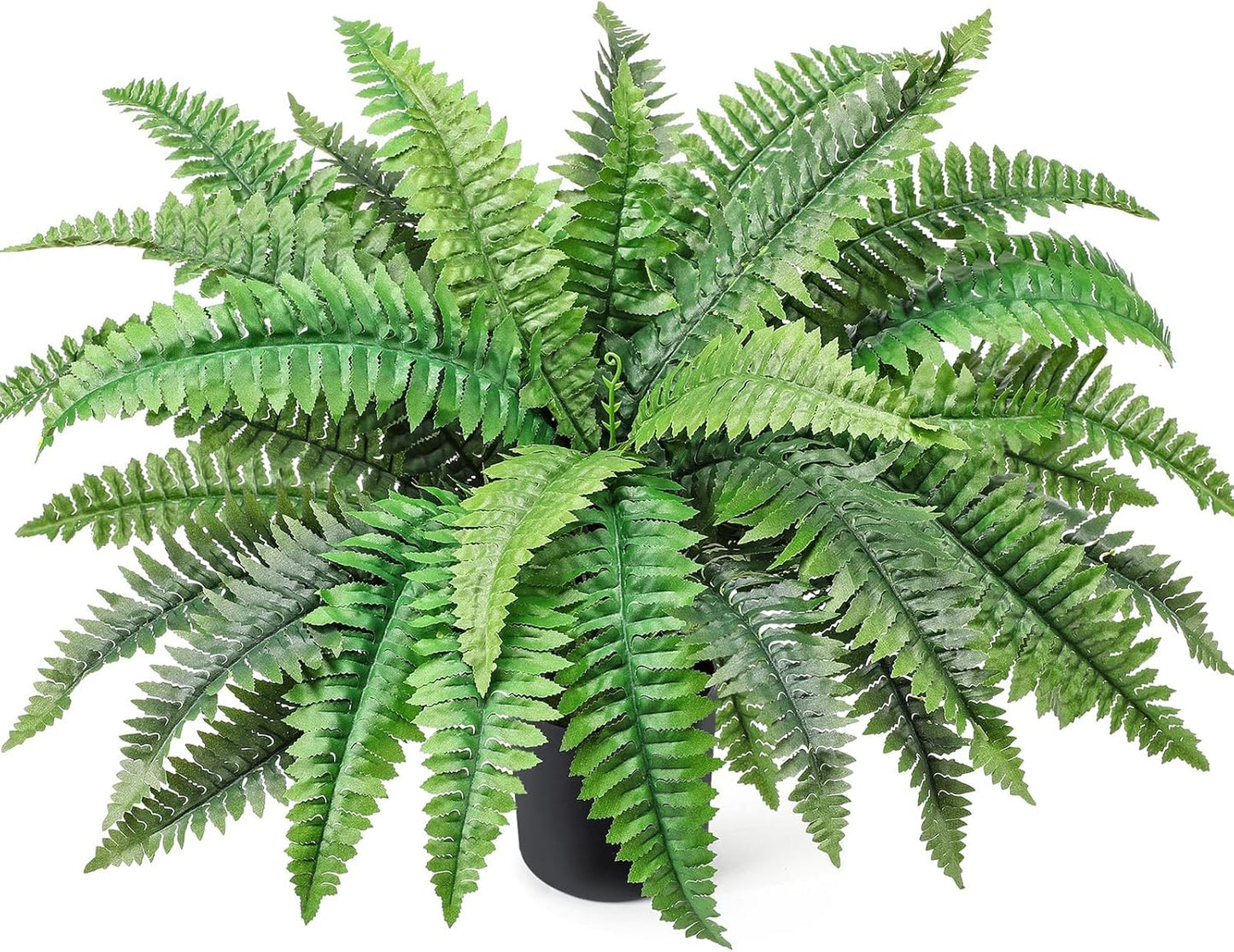 23.6'' Fake Ferns Potted Plant, Artificial Boston Ferns in Pot 34 Leaves, Faux Boston Bush Artificial Greenery for Outdoor Indoor Patio Garden Farmhouse Windowsill Porch Home Decor