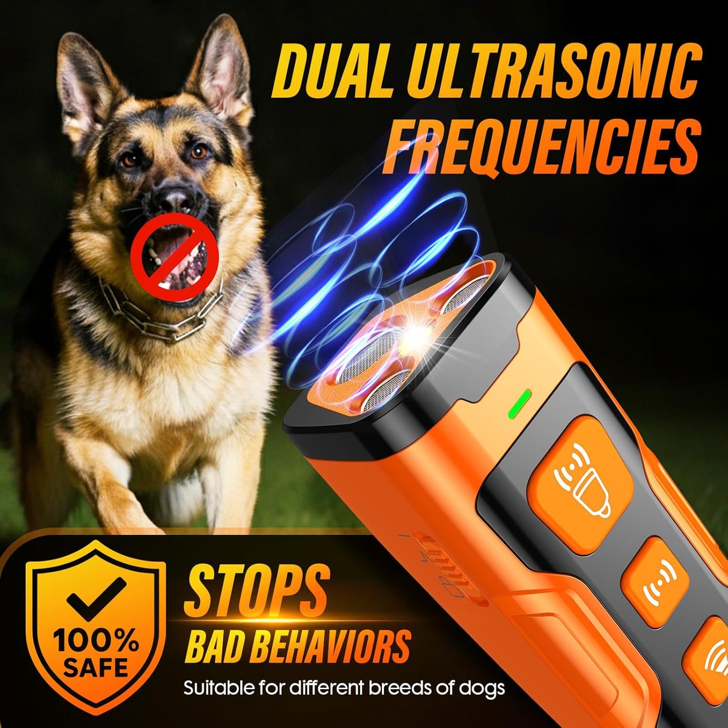 Dog Bark Deterrent Device, 3X Ultrasonic Anti Barking, 6 Training Mode