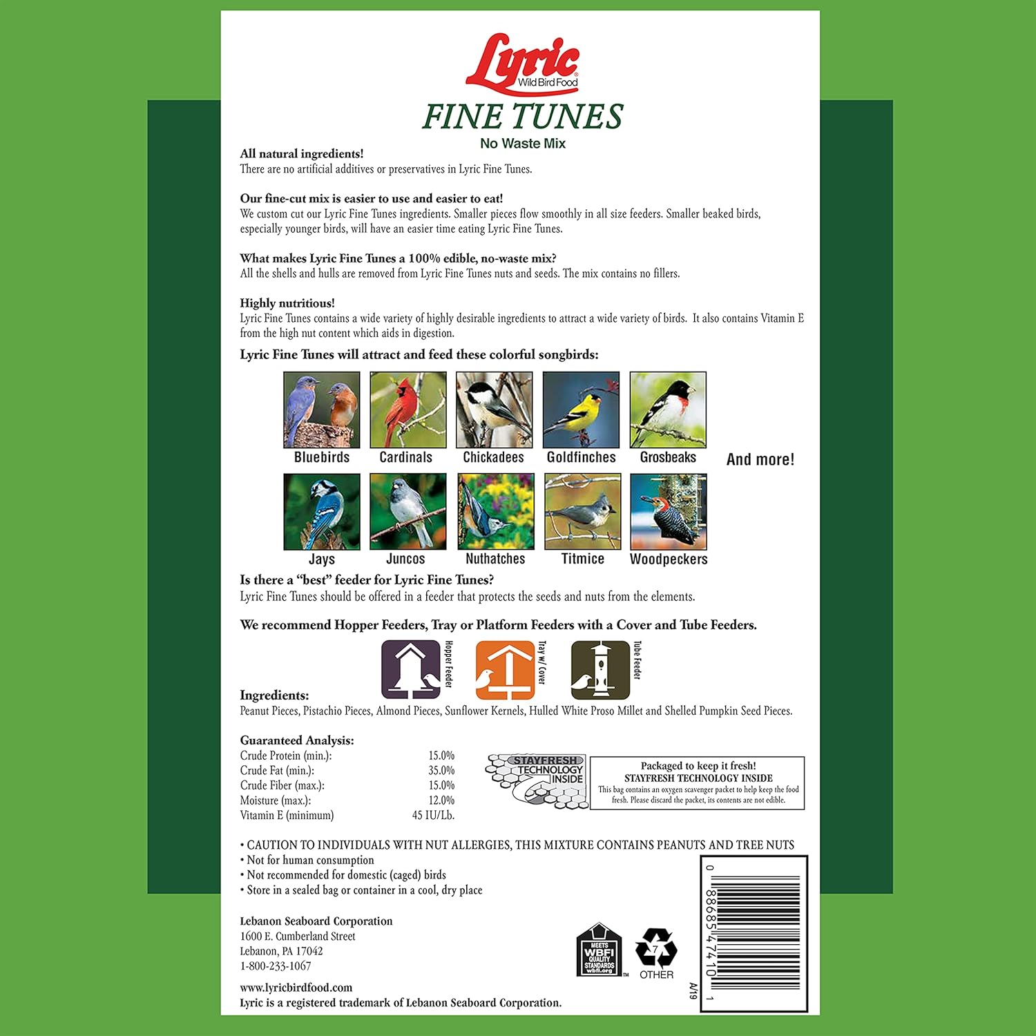 Lyric Peanut Pieces - Shelled Peanuts for Wild Birds 15 lb and Lyric F