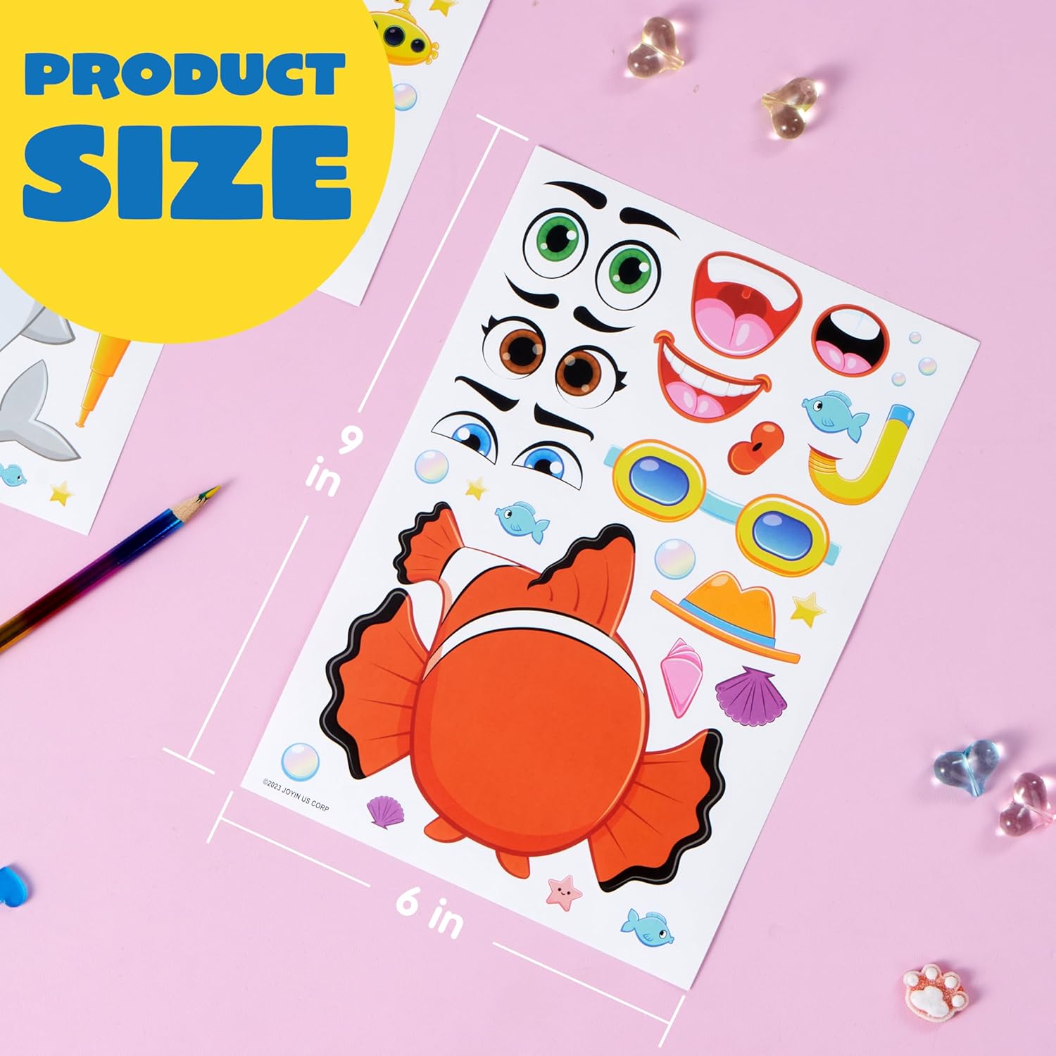JOYIN 36 Sheets 9"x6" Make a face Stickers for Kids, Make Your Own Ani